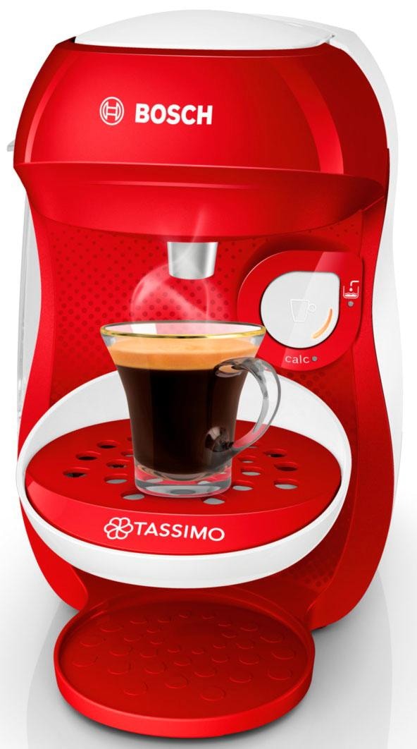 TASSIMO Kapselmaschine »Happy TAS1006, über 70 Getränke, platzsparend«, vollautomatisch, geeignet für alle Tassen, Wassertank 0,7 L, rot/weiß