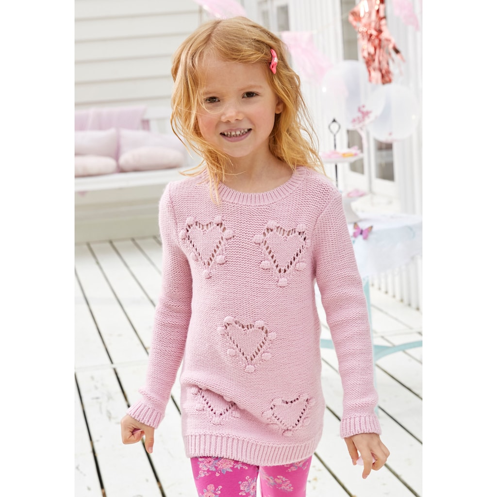 KIDSWORLD Longpullover »für kleine Mädchen«, mit niedlichen Herzen