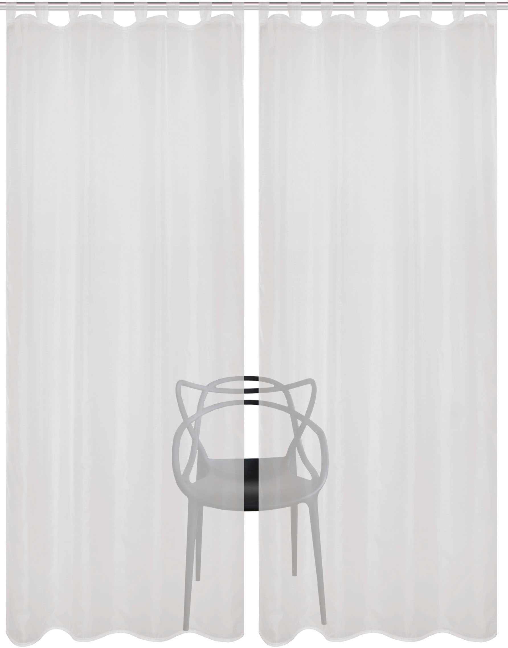 HOME WOHNIDEEN Vorhang »NESSI 2er Pack«, (2 St.), Uni, Voile, transparent, Schlaufen inkl. Zugband, 2er Pack