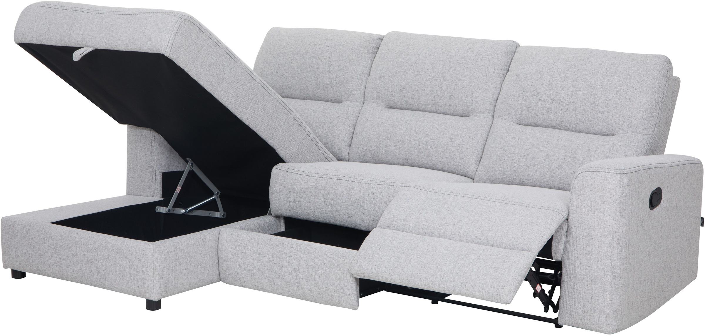 Home affaire Ecksofa »VENOIR, L-Form, 250 cm, manuelle u. elektrische Funktion (m. USB A/C)«, Stauraum unter der Recamiere, 2. Staufach, Federkern