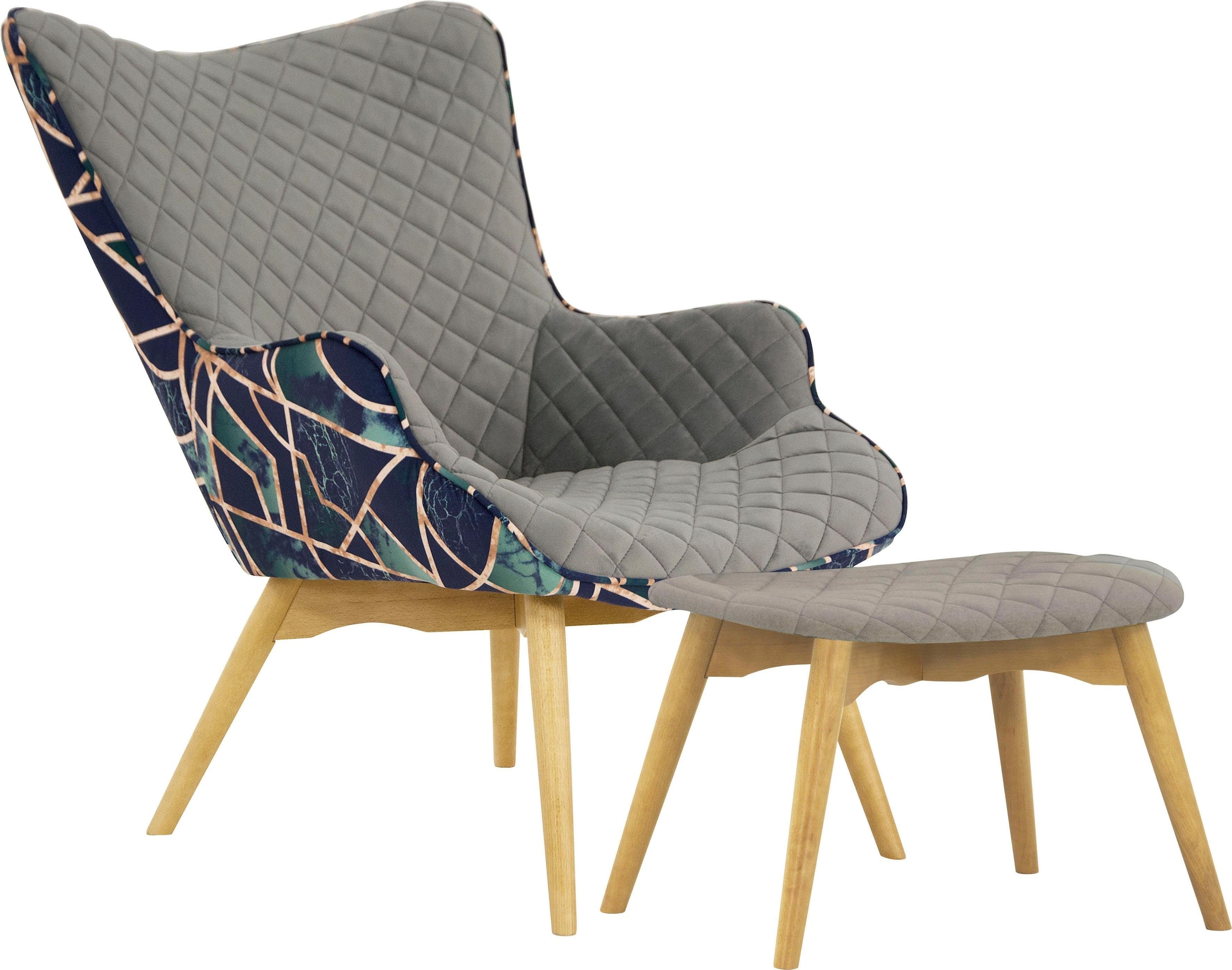 Home affaire Sessel »Duke Print« Karoprägung im Sitzbereich und Dekostoff a günstig online kaufen