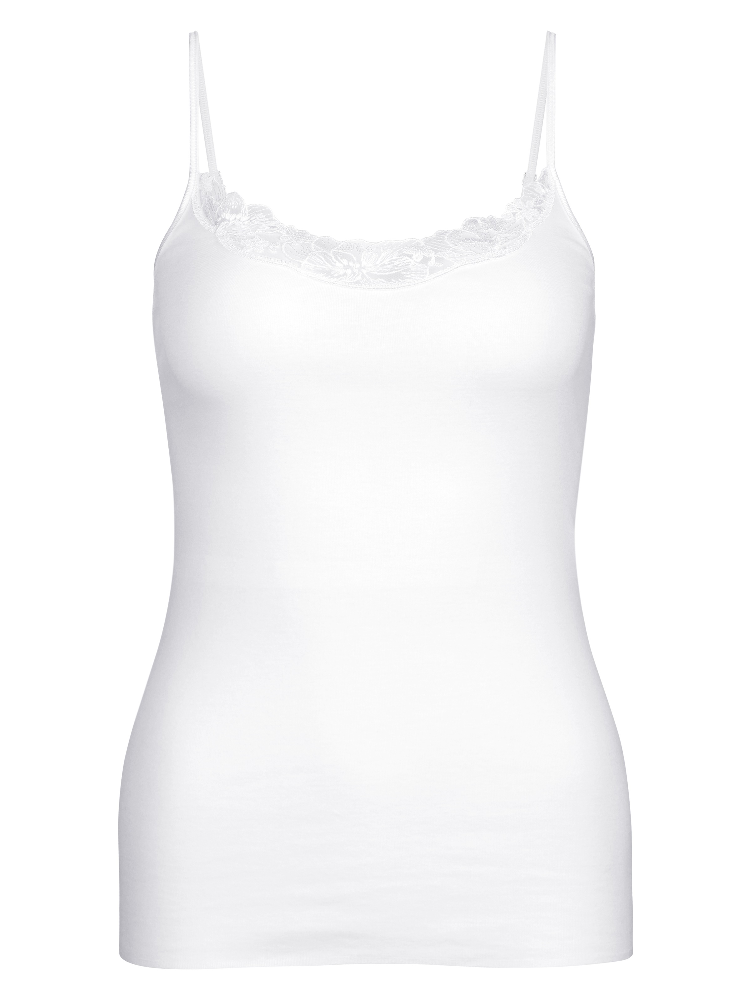 CALIDA Spaghettitop »Cotton Desire«, Spitzen-Einsatz, atmungsaktiv, Feinripp, Pure Cotton, weich