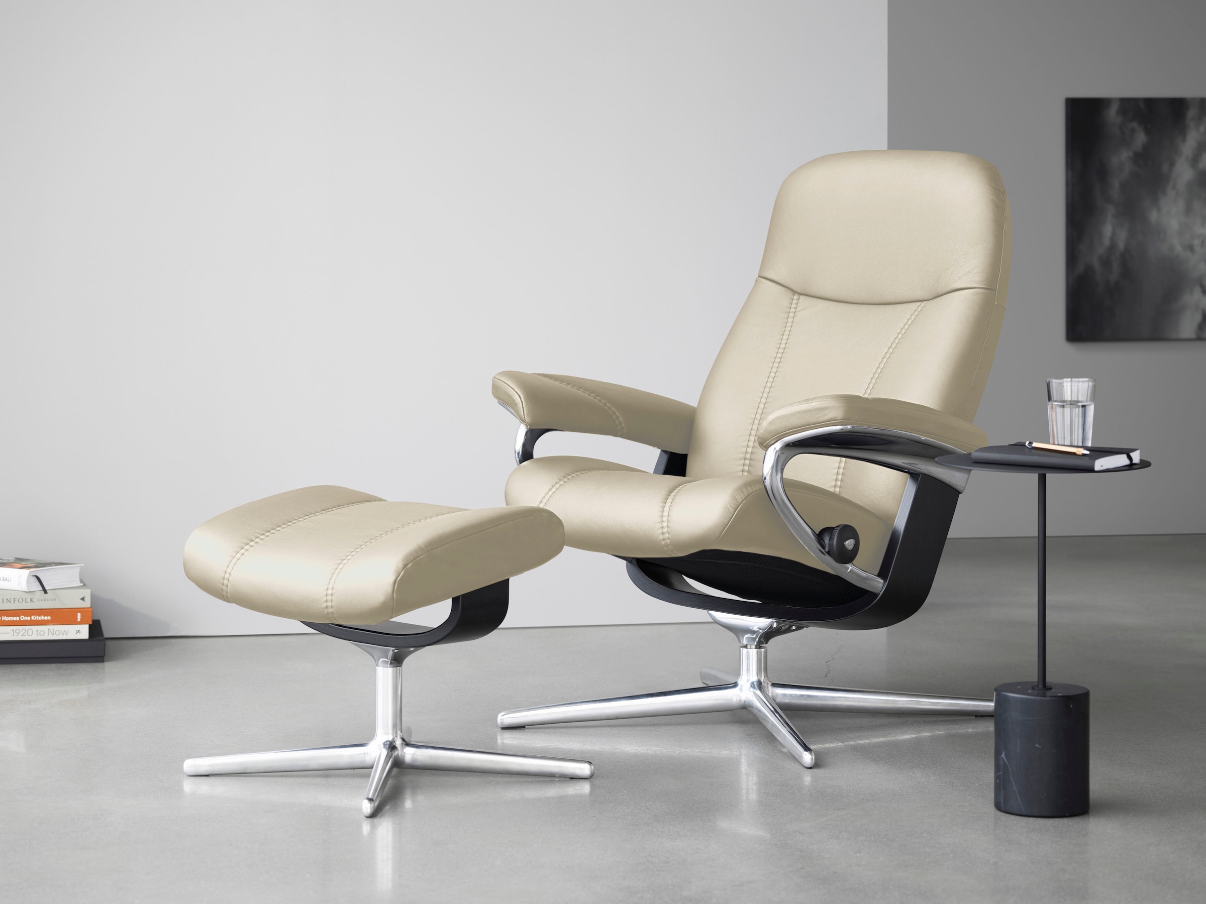 Stressless "Consul" Set, Relaxsessel mit Hocker, mit Hocker, mit Cross Base günstig online kaufen