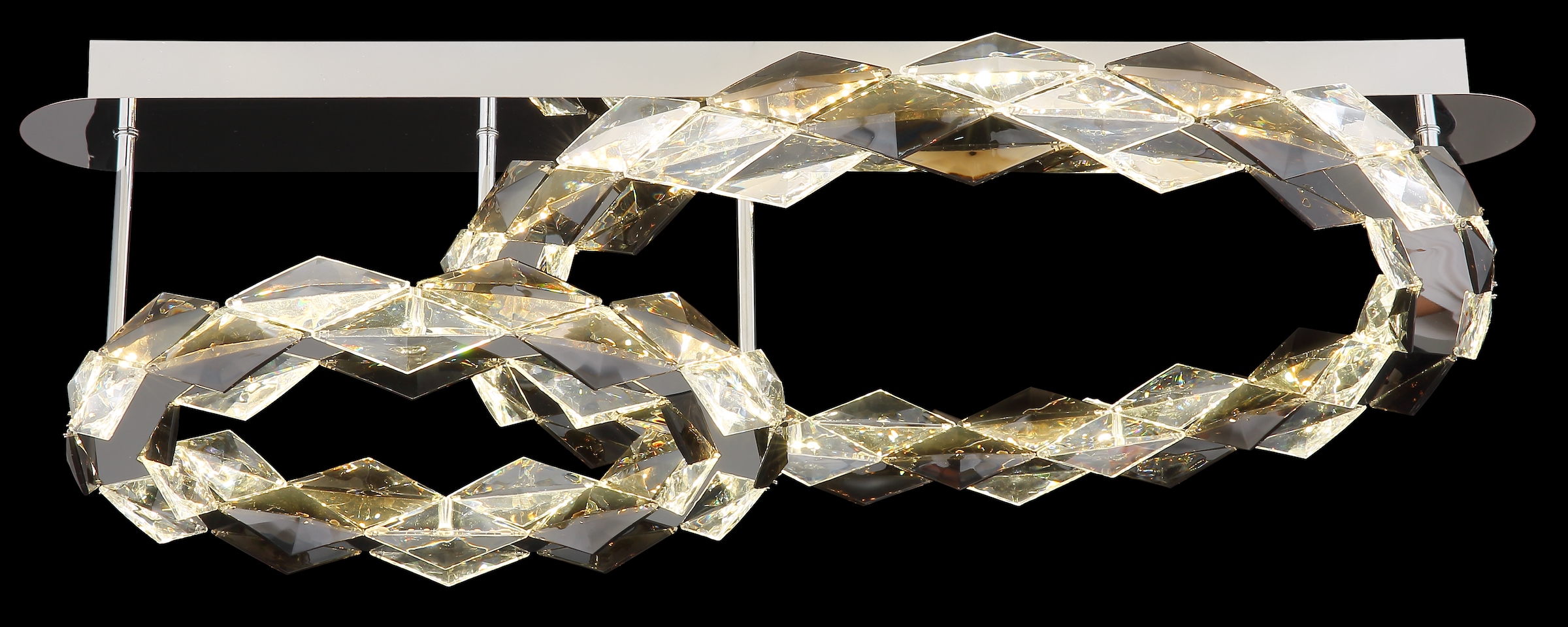 GLOBO LIGHTING LED Deckenleuchte »KARILION« LED-Modul Tageslichtweiß Deckenlampe/Acrylkristalle rauchfarben/Ring-DM: je 1 x 55 cm und 37 cm