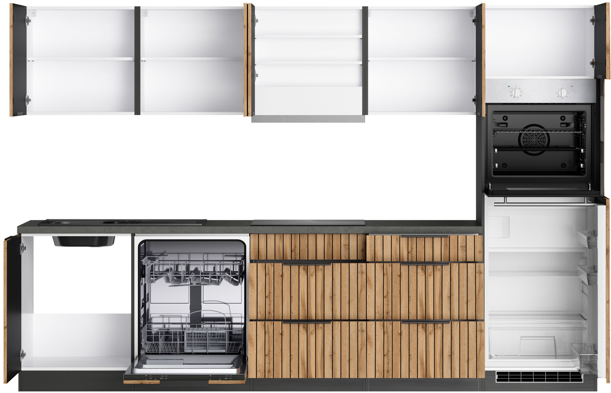 KOCHSTATION Küchenzeile »KS-Lagos, Breite 300 cm, wahlweise mit E-Geräten« günstig online kaufen