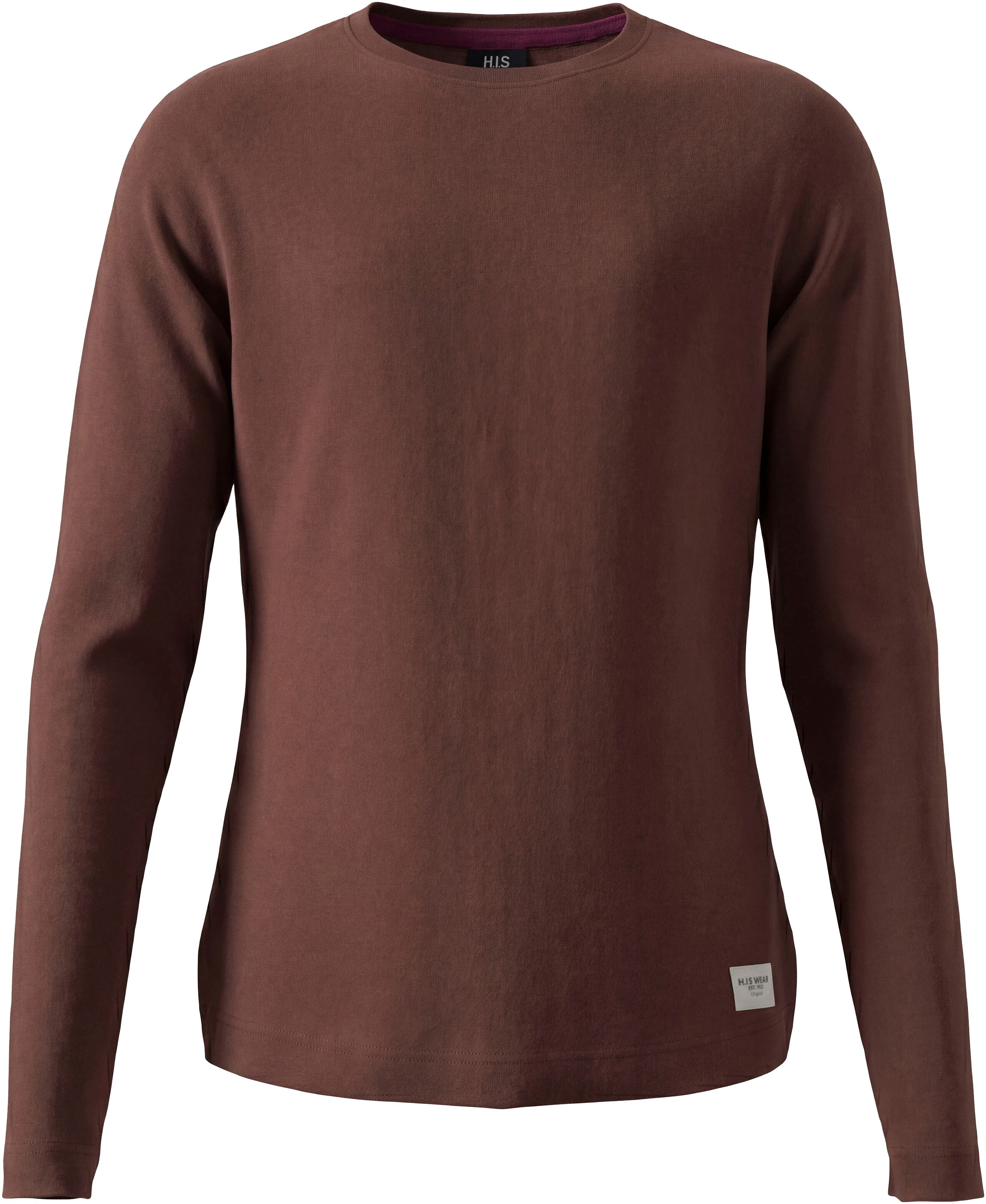 H.I.S Langarmshirt »3er Pack Shirts in modischen Farben« Packung, 3,  hüftlang, mit Rundhalsausschnitt, Basic-Passform