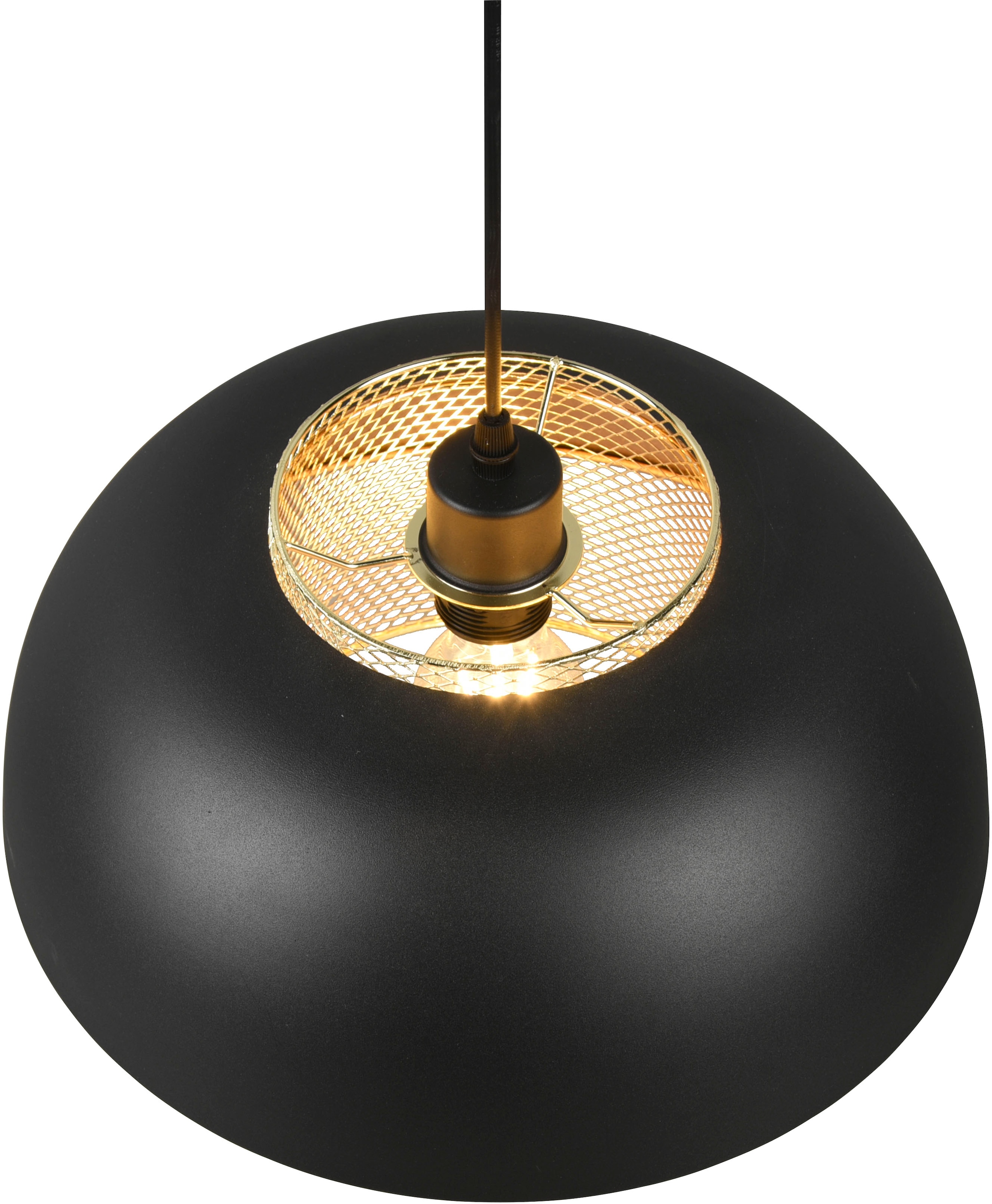 REALITY Leuchten Pendelleuchte »Punch«, 1 flammig, Leuchtmittel E27 | ohne Leuchtmittel, Industrie-Look mit Doppelschirm schwarz-gold, exkl 1xE27 max 40W