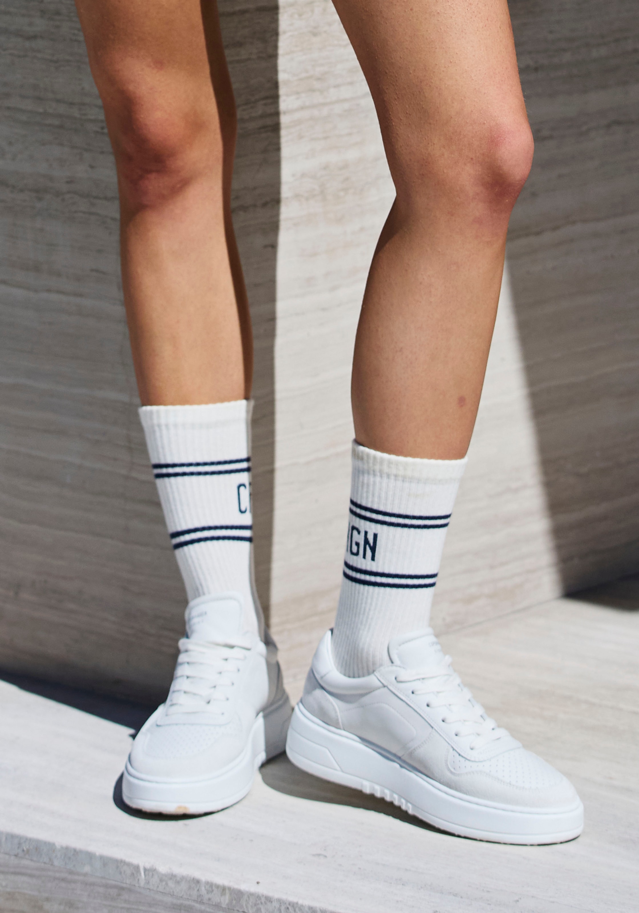 Copenhagen Studios Langsocken, (Packung, 2 Paar), mit Pikeé-Struktur unter der Sohle