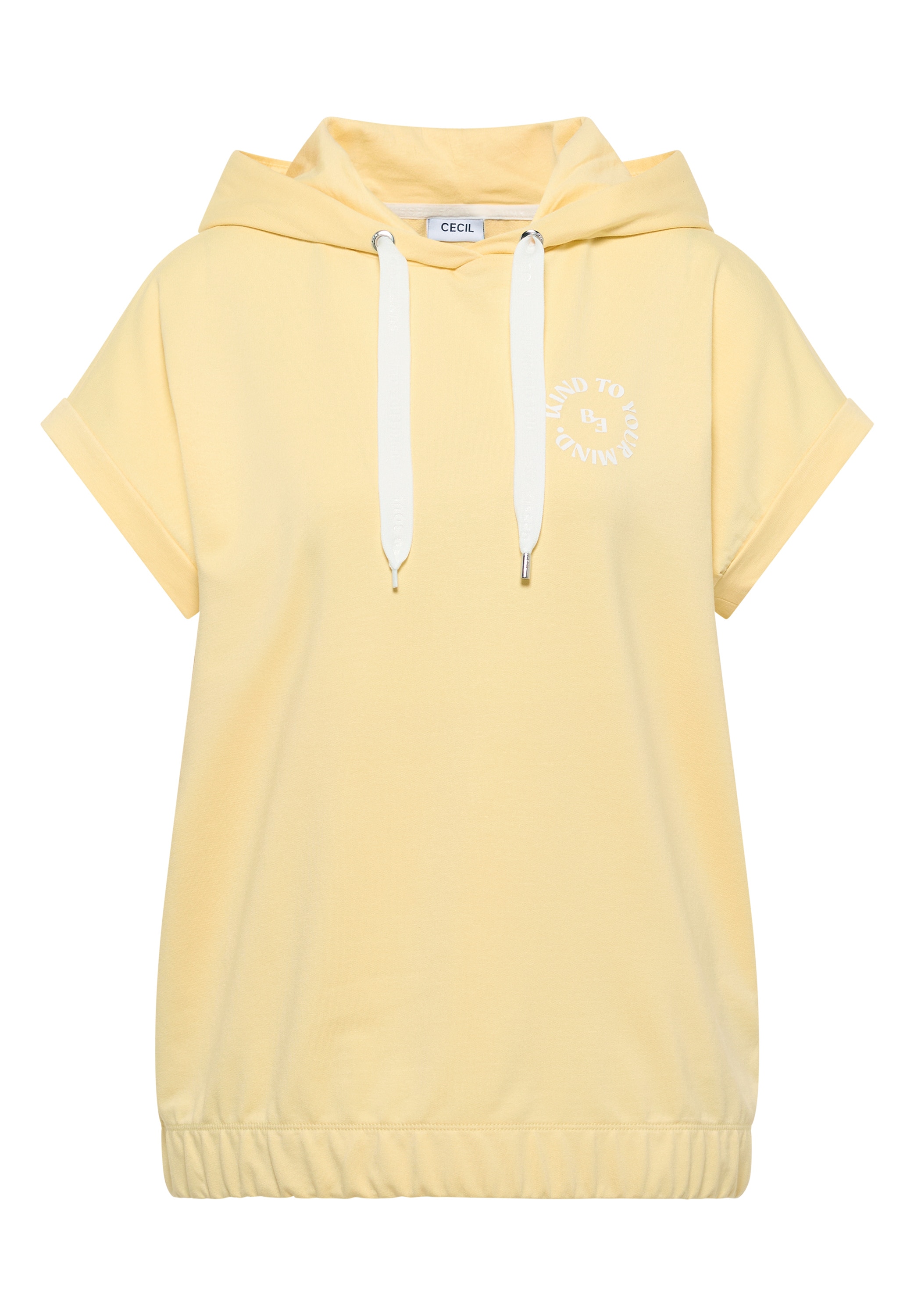 Cecil Sweater , Kurzarm Sweatshirt mit Hoodie und Printdetail
