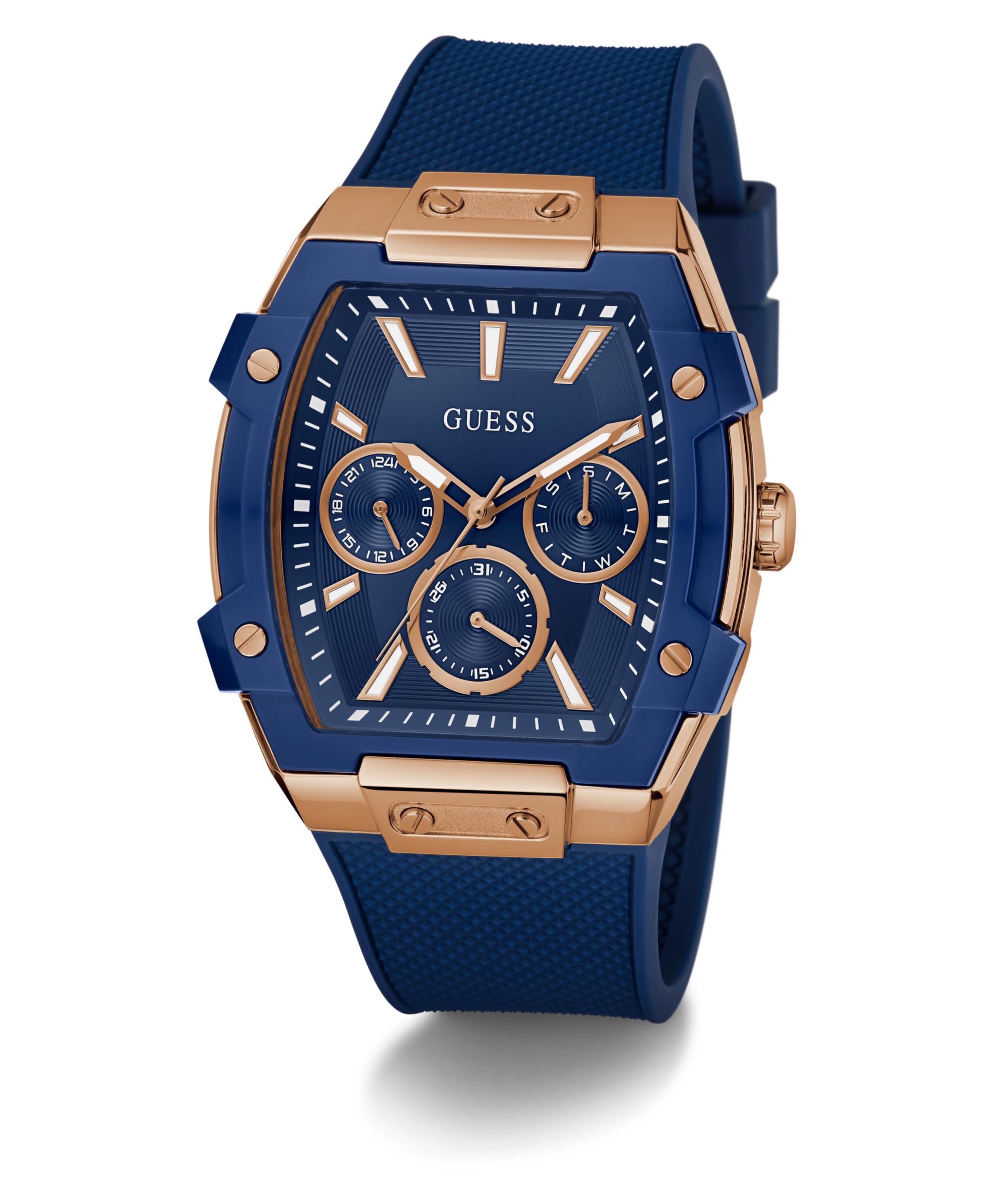 Guess Multifunktionsuhr »PHOENIX«, Quarzuhr, Armbanduhr, Herrenuhr, Silikonarmband, Datum