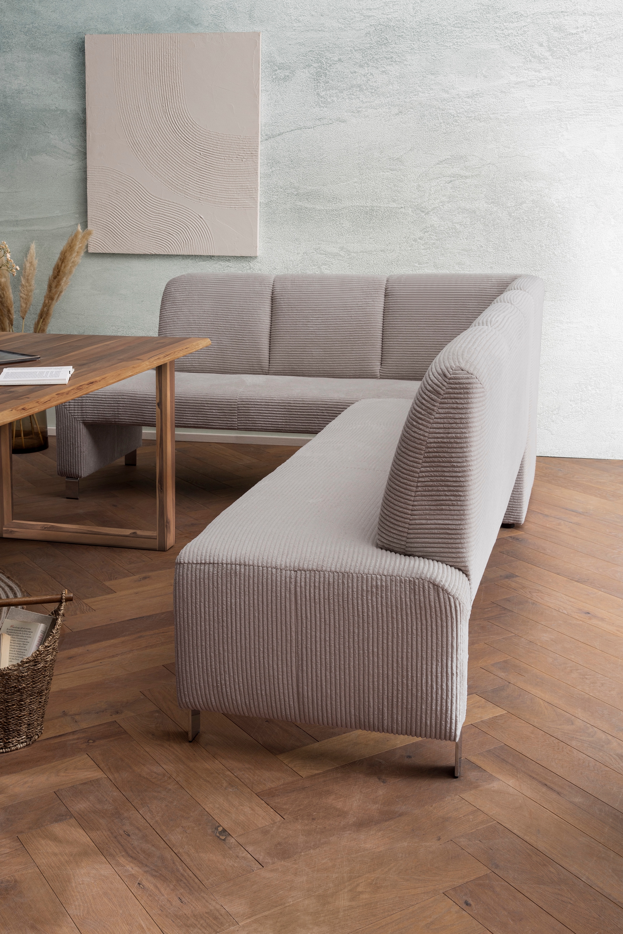 exxpo - sofa fashion Eckbank »Intenso, modern, wahlweise in Leder oder Textil, 264/197 cm (B/T)«, hohe Bodenfreiheit, frei im Raum stellbar, hoher Sitzkomfort