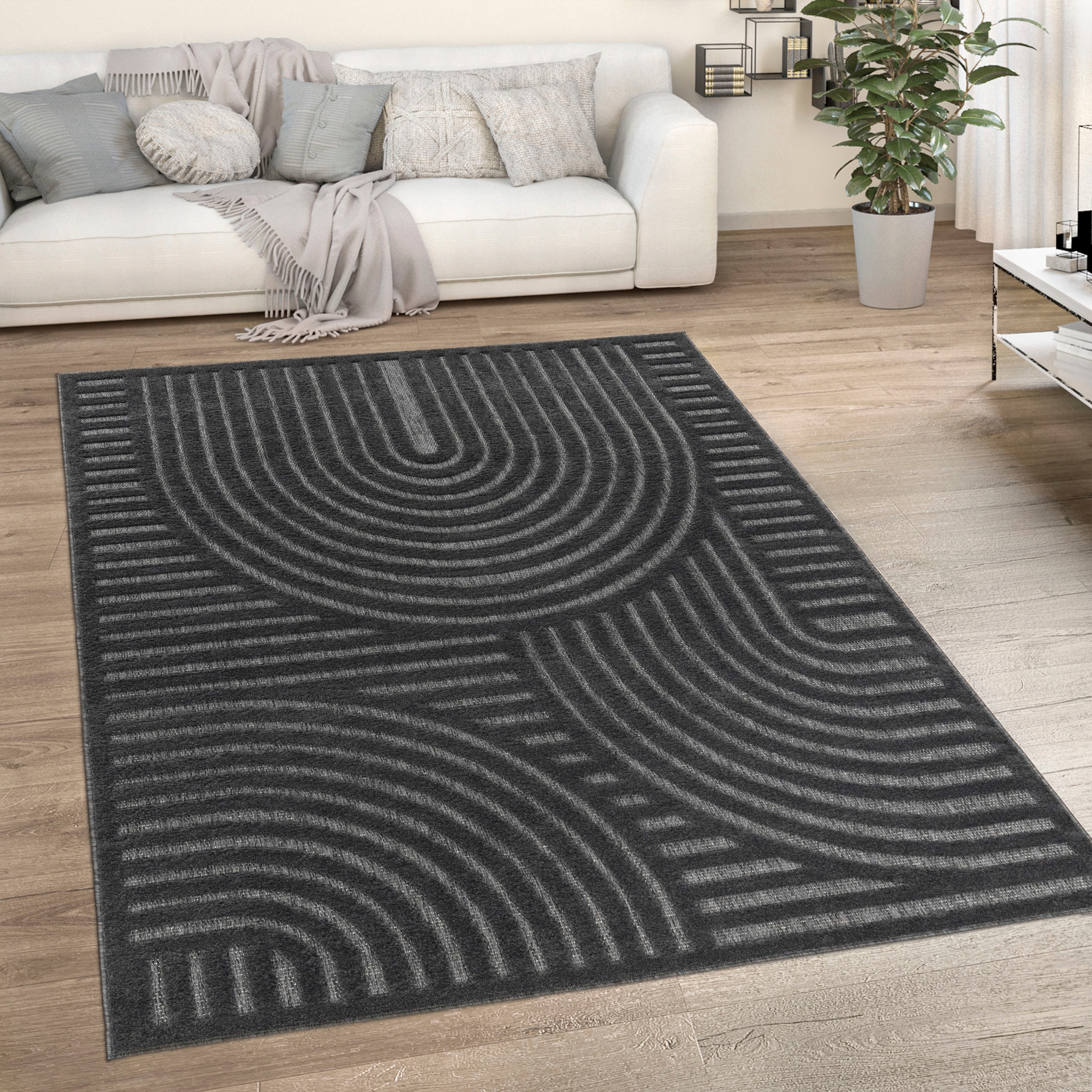 Paco Home Teppich »Livorno moderner bequem Hoch-Tief-Effekt, bestellen rechteckig, und Farben, schnell Scandi-Look, geeignet 674«, Outdoor Uni