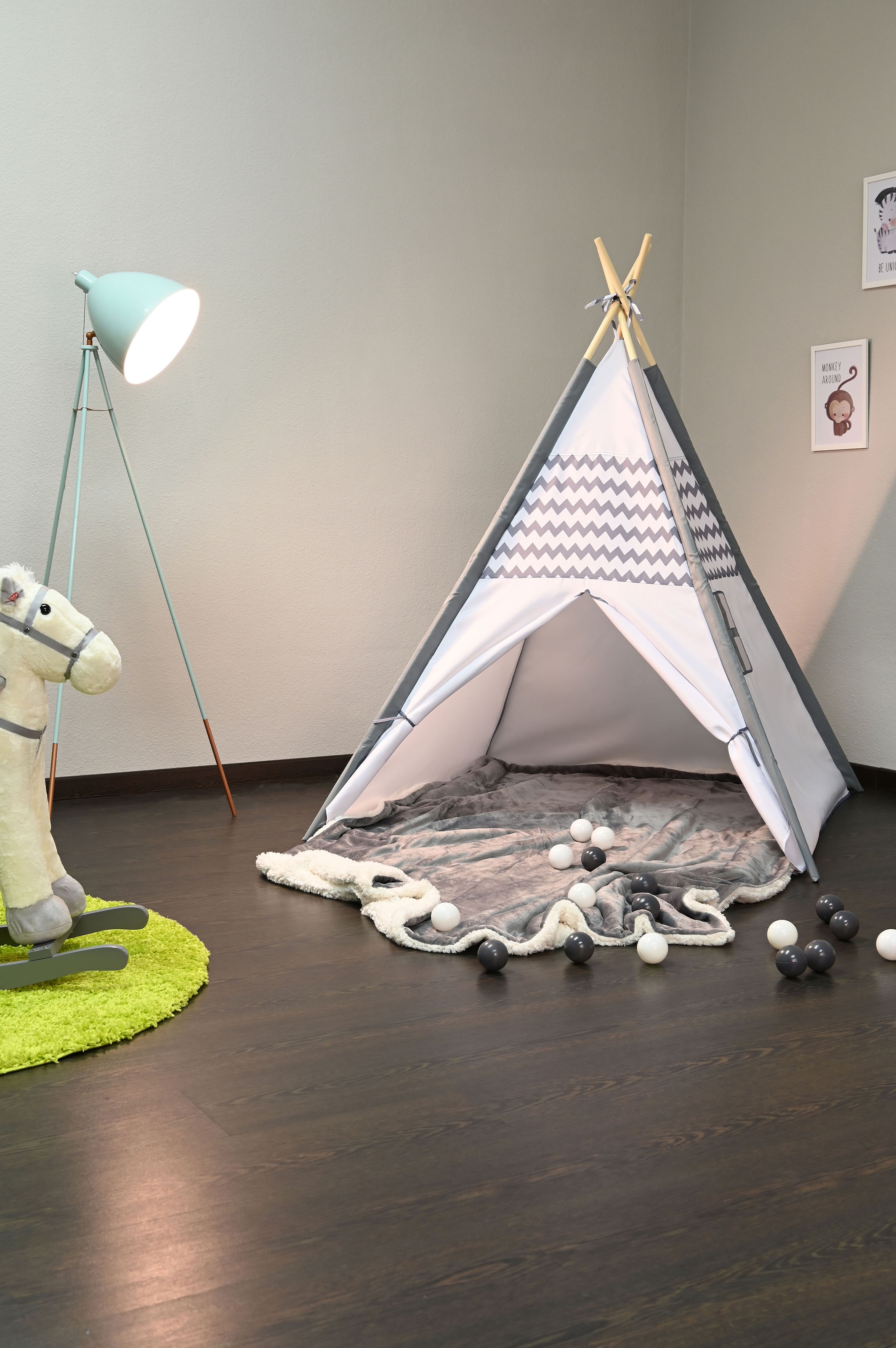 Knorrtoys® Spielzelt »Tipi Zickzack«, mit Zeltstangen aus Holz