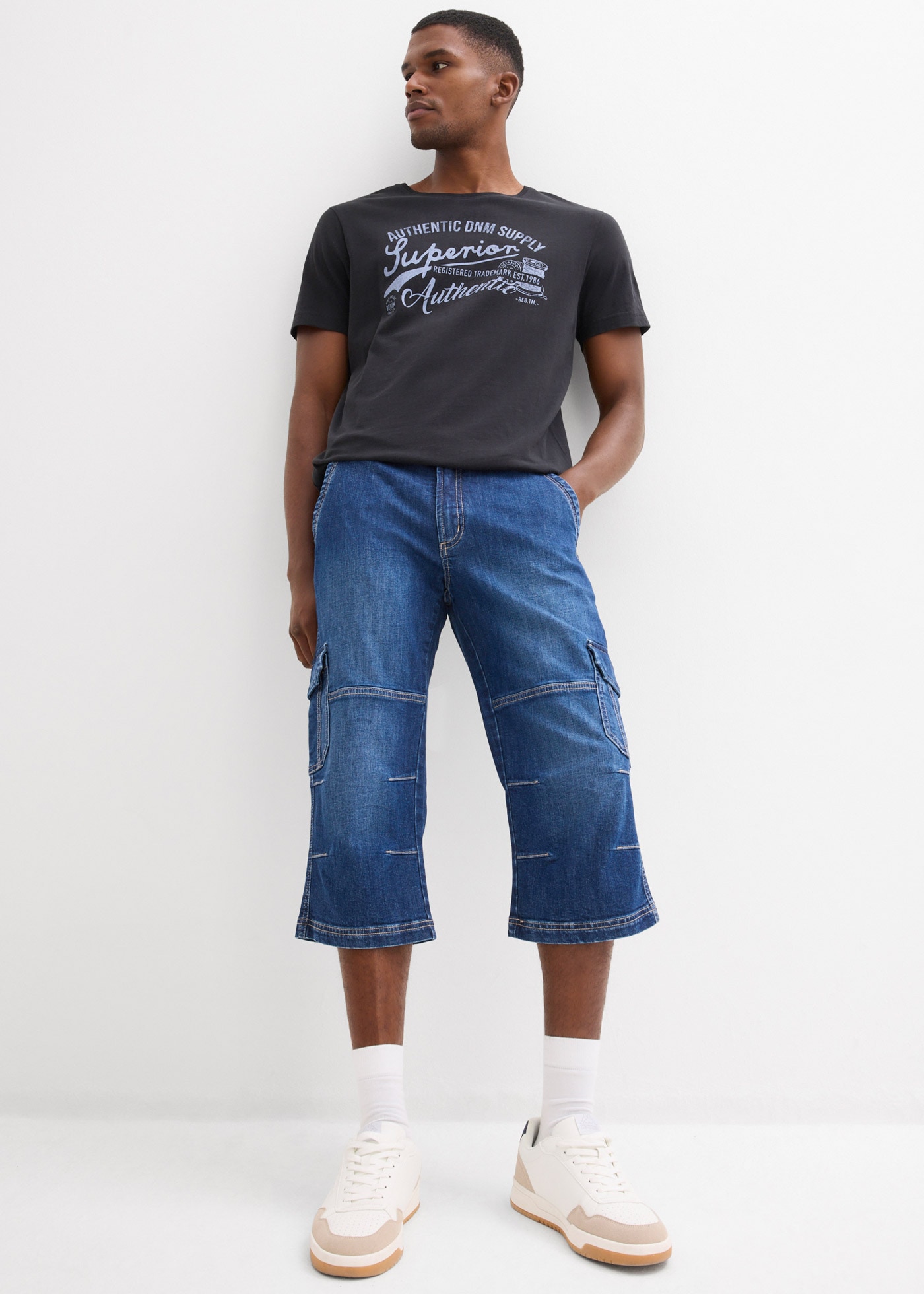 bonprix 3/4-Jeans regular fit, mit Elasthan-Anteil, mit Ziernähten, mit Waschung