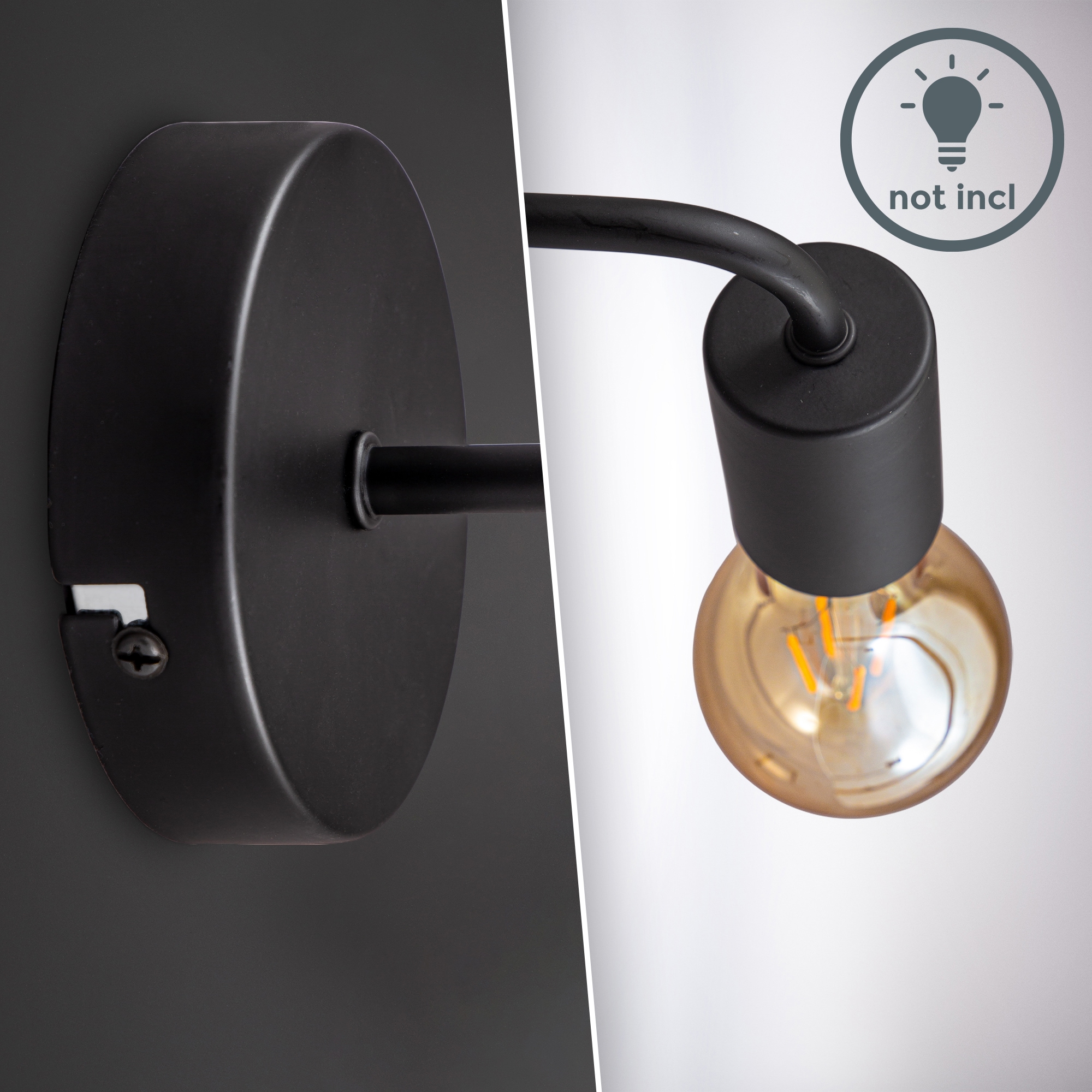 B.K.Licht Wandleuchte »BK_WL1376 Wandlampe, Industrial Design, Retro, Metall, E27-Fassung«, 1 flammig, Leuchtmittel E27 | ohne Leuchtmittel, 1-Flammig, ohne Leuchtmittel