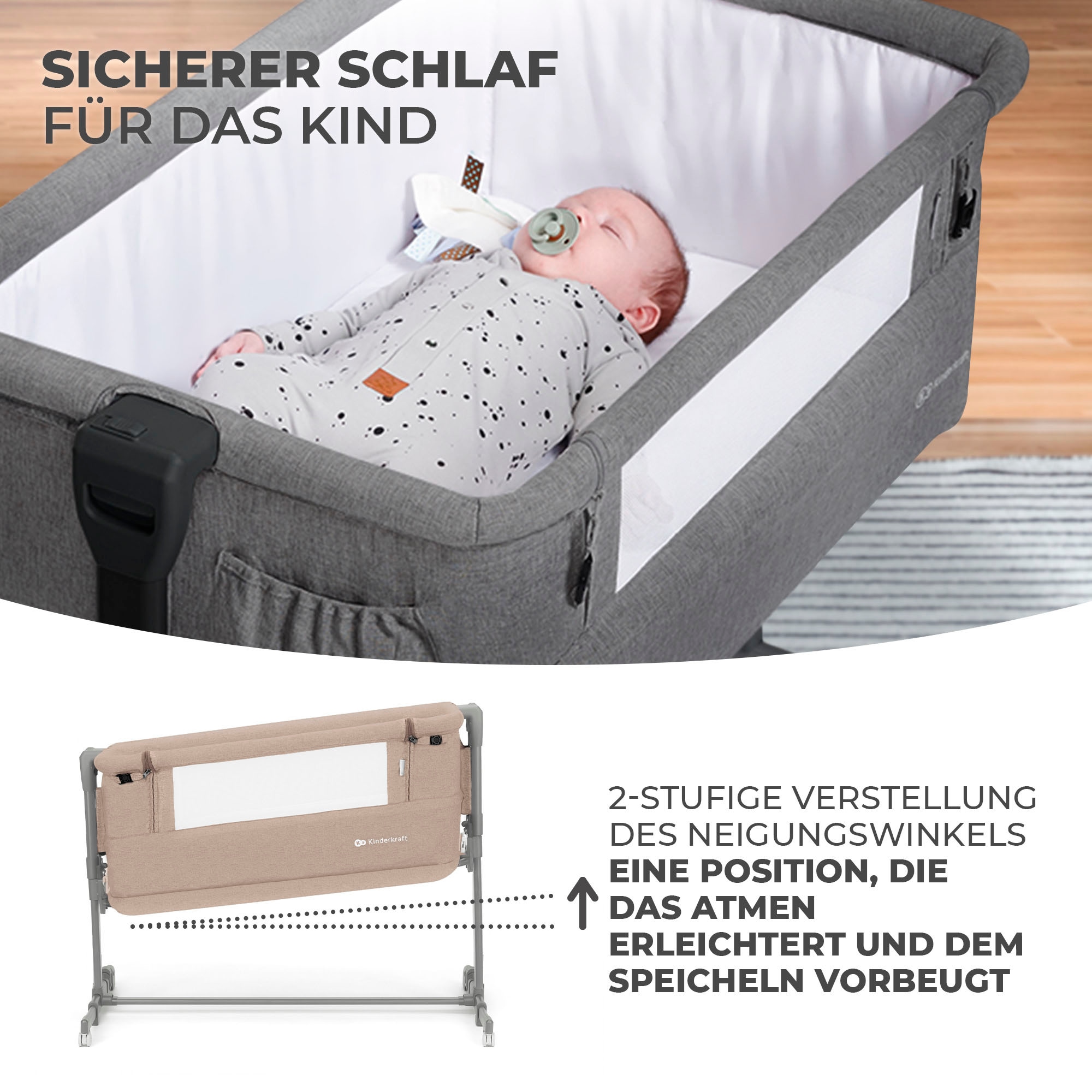 Kinderkraft Beistellbett »NESTE GROW«