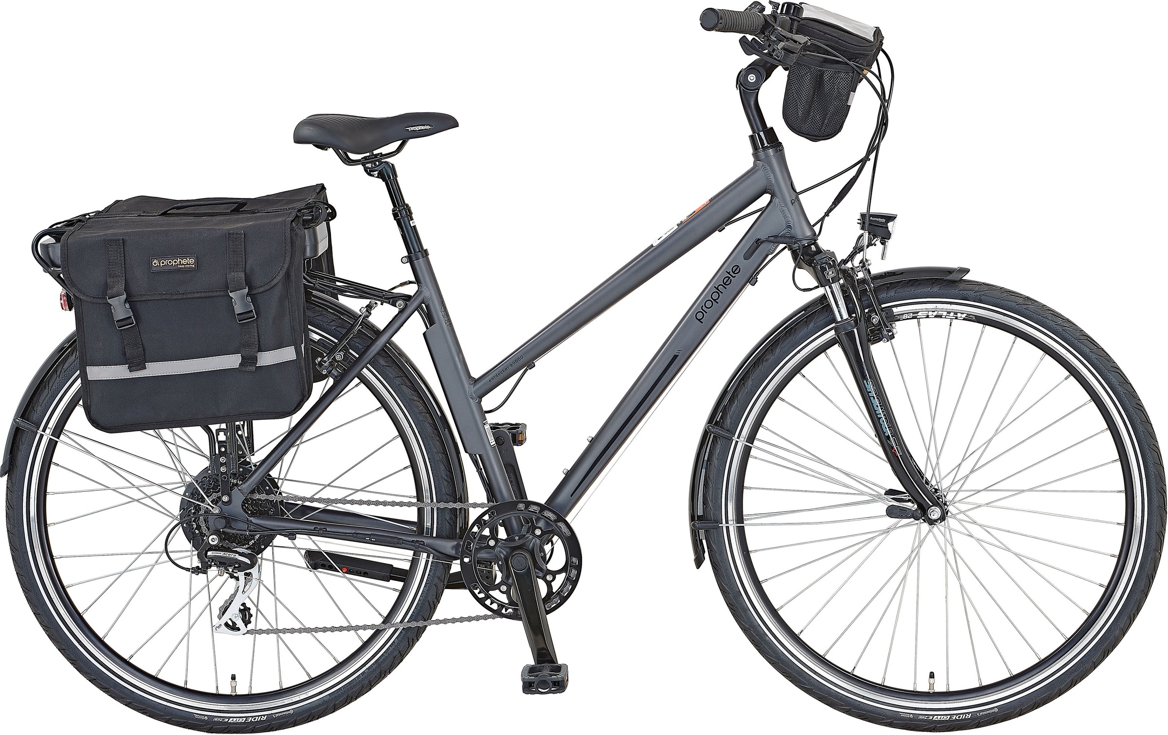 E-Bike „Entdecker e9000 Damen“, 8 Gang, Shimano, Acera, Heckmotor 250 W grau 28 Zoll (71,12 cm) 50 cm – 28 Zoll (71,12 cm)