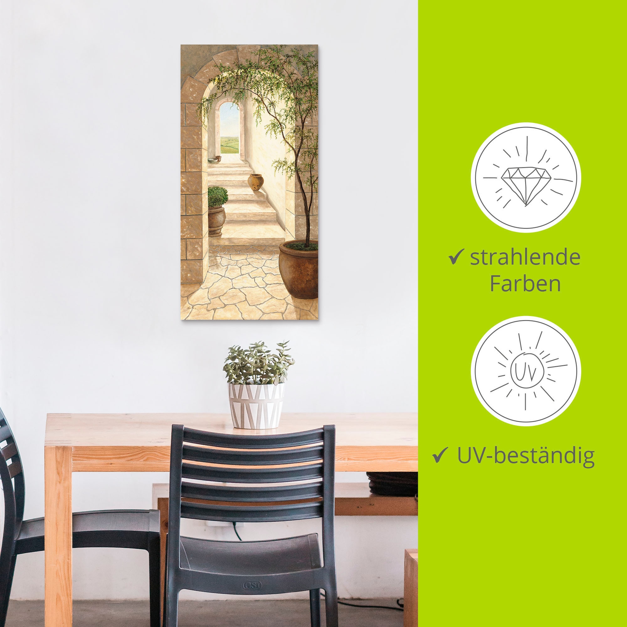 Artland Wandbild »Toskanischer Durchgang«, Fenster & Türen, (1 St.), als Alubild, Outdoorbild, Leinwandbild, Poster, Wandaufkleber