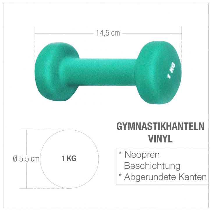 GORILLA SPORTS Gymnastikhantel »2 x 1 kg Vinyl Fitness Aerobic Hanteln Kurzhantel«, (Set)
