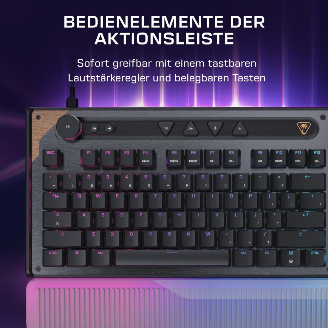 Turtle Beach Gaming-Tastatur »Command KB7 TKL« (Angenehmes Tippen | Handgelenkauflage | Makro-Tasten)