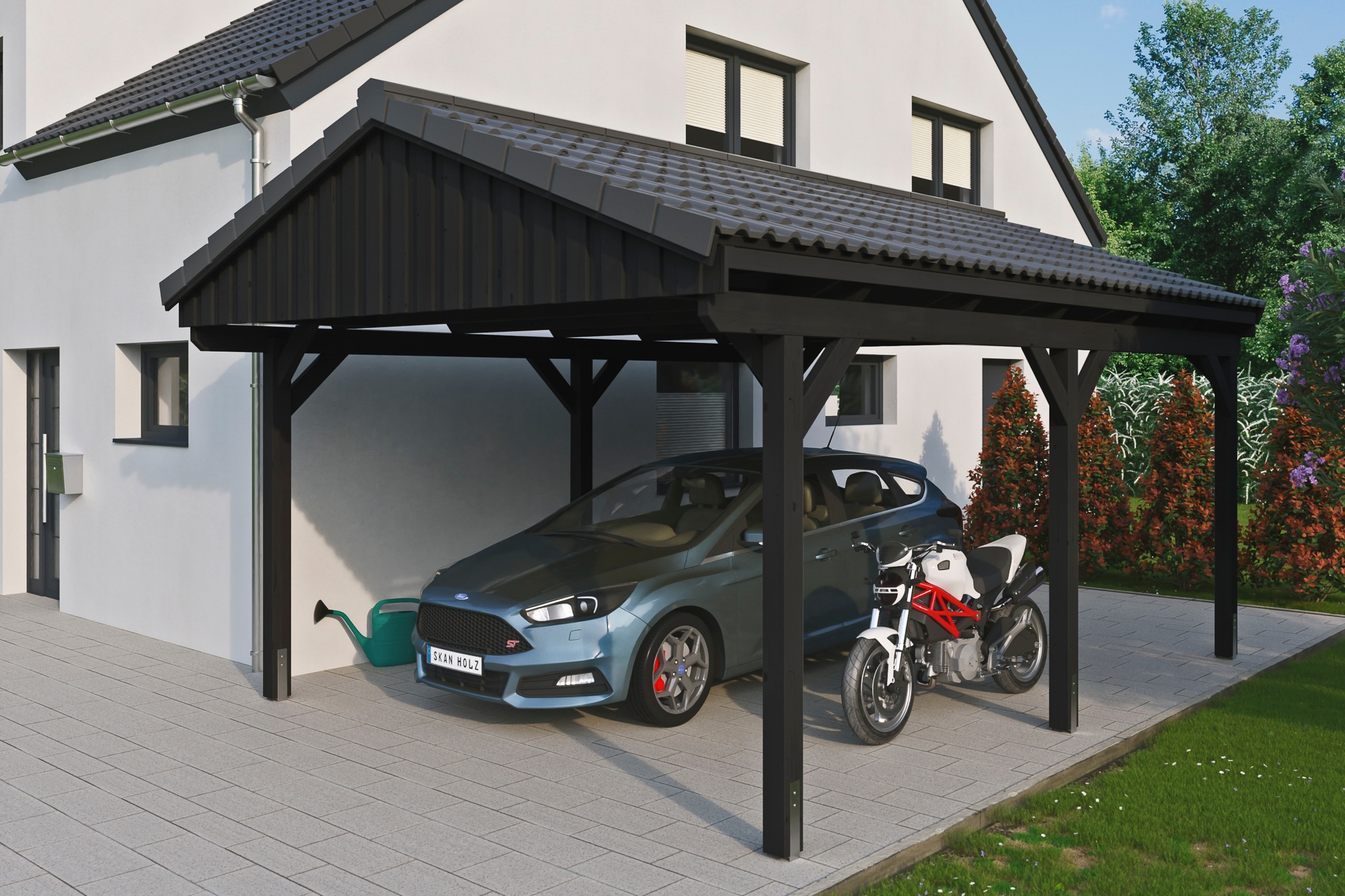Skanholz Einzelcarport »Fichtelberg«, Holz, 379 cm, Anthrazit