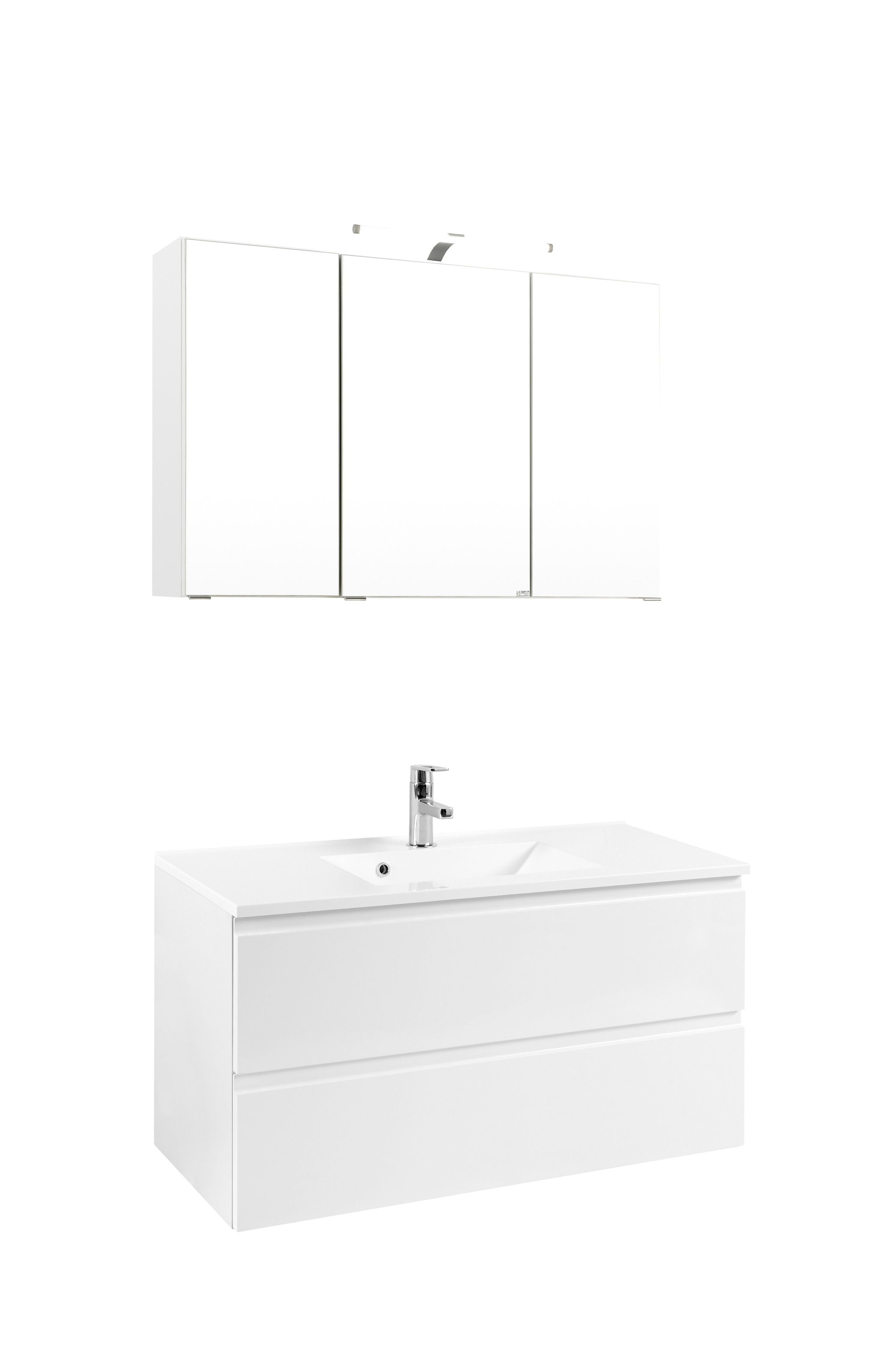 welltime Badmöbel-Set »Cardiff«, (2 St.), griffloses Design, Breite 100 cm günstig online kaufen