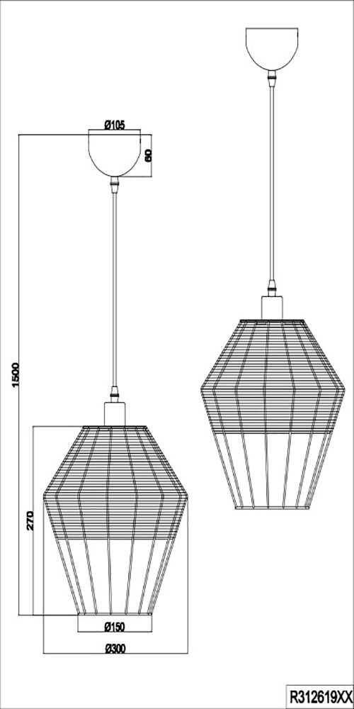 TRIO Leuchten Pendelleuchte »Borka«, 1 flammig, Leuchtmittel E27 | ohne Leuchtmittel, Boho Hängelampe aus Rattan 1-flammig exkl E27 max 40W höhenverstellbar