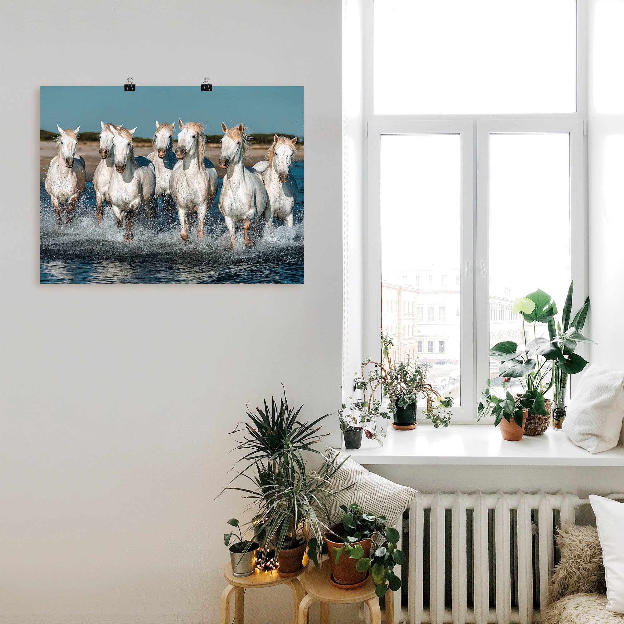 Artland Wandbild »Camargue Pferde galoppieren am Strand«, Haustiere, (1 St. günstig online kaufen