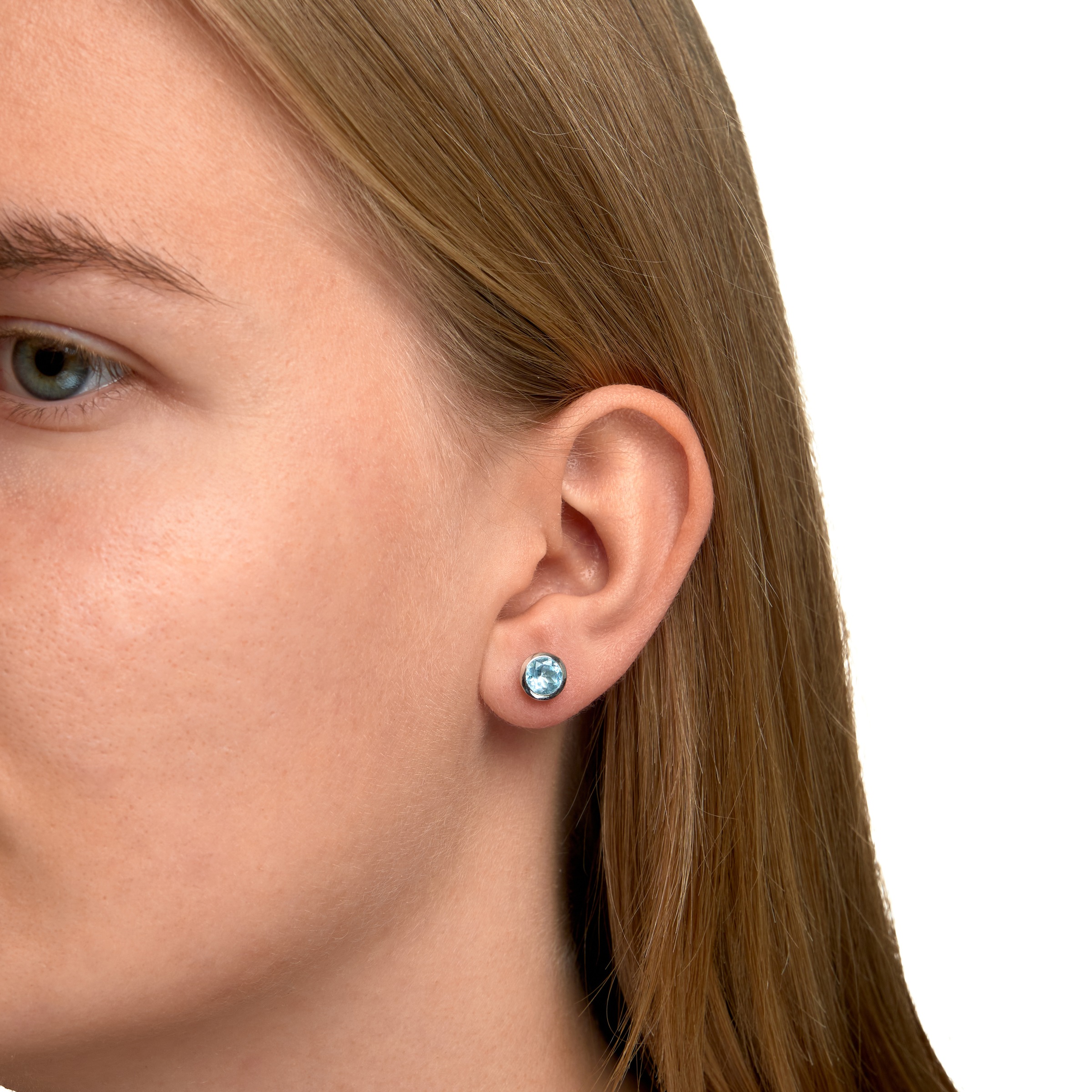 Zeeme Paar Ohrstecker »Silber 925 rhodiniert mit 2x Blautopas (beh.) 7,5mm«