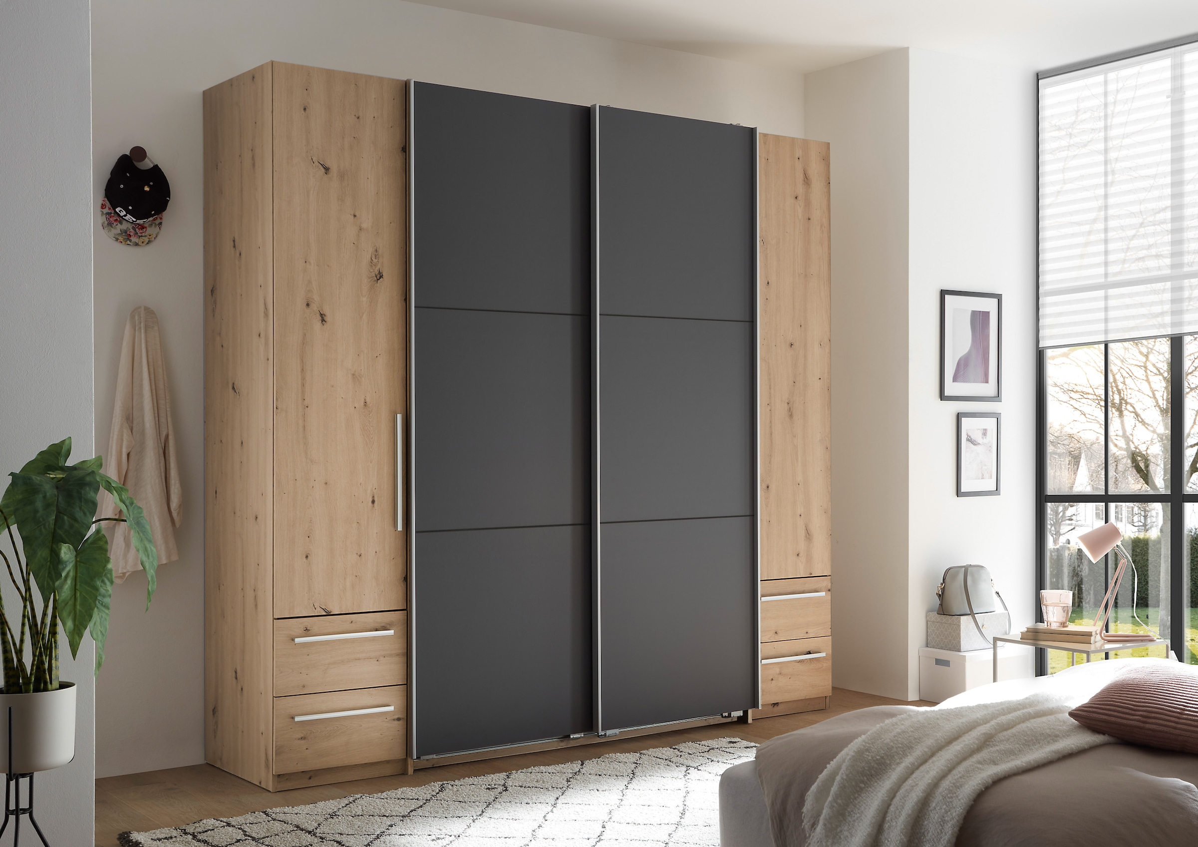 Schlafkontor Kleiderschrank »Bordo, Drehtürenschrank, Schwebetürenschrank, Schiebetürenschrank«, inklusive 4 Schubladen
