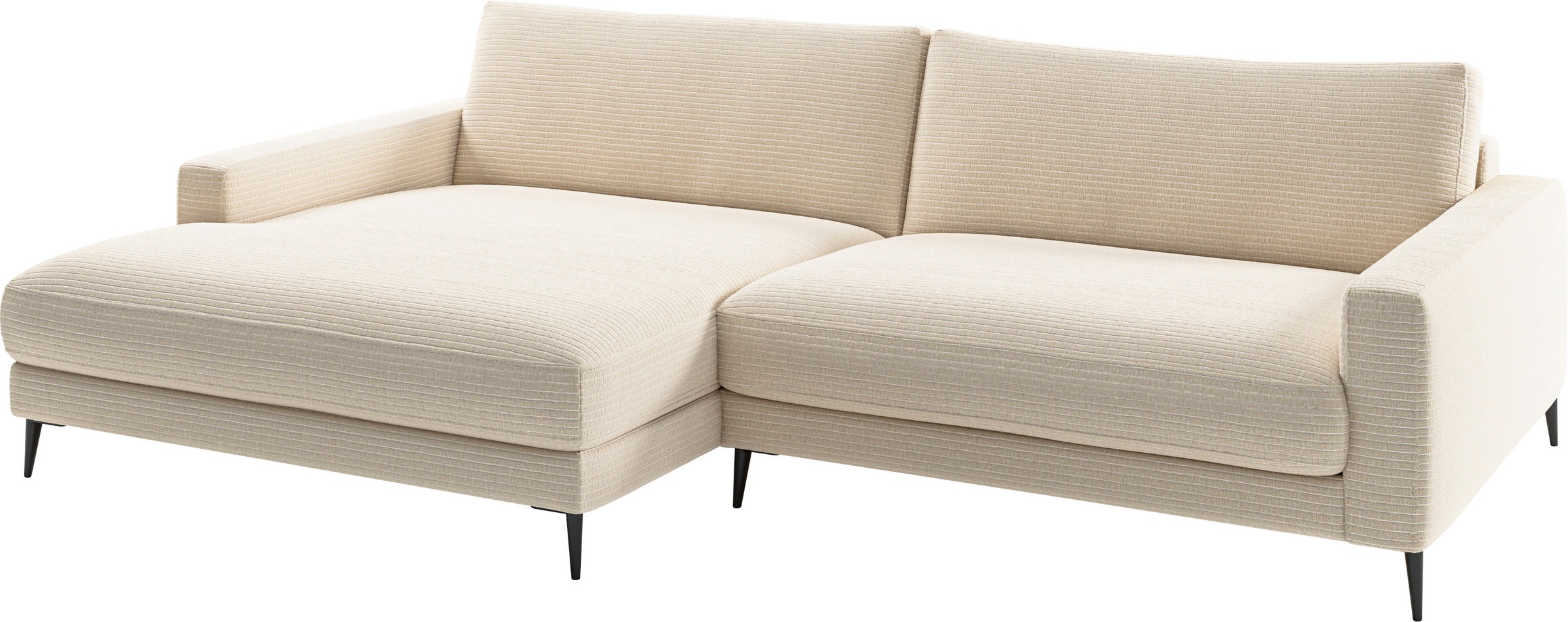 INOSIGN Ecksofa »Downtown, B/T/H: 272/190/84 cm L-Form«, weicher Sitzkomfort auch in Cord und Bouclé, incl. Zierkissen