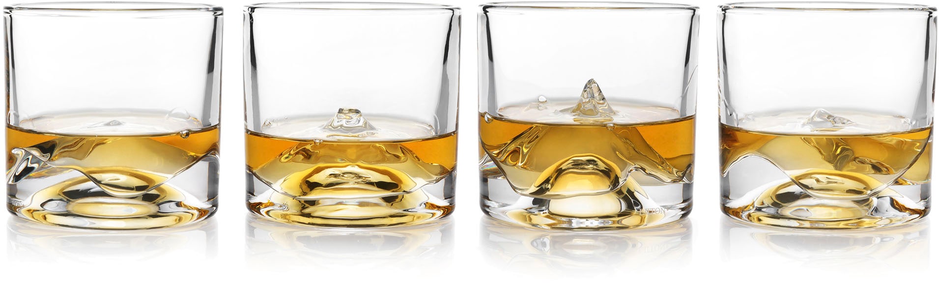 LIITON Whiskyglas »The Peaks«, (Set, 4 tlg.), dicker Glasboden als Bergmotiv, 4-teilig