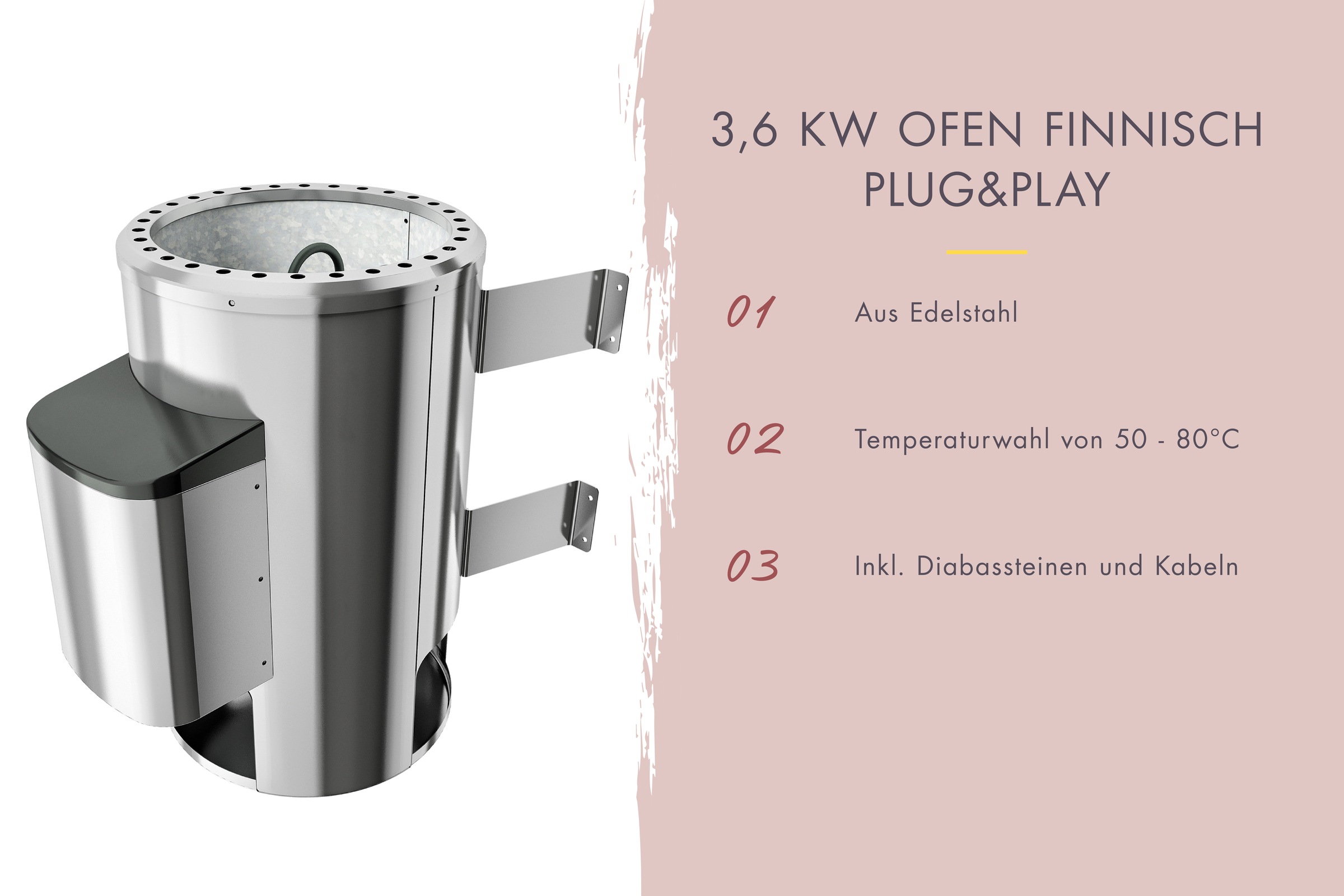 Karibu Sauna »Alani 1« Ofen 3,6 kW externe Strg.easy