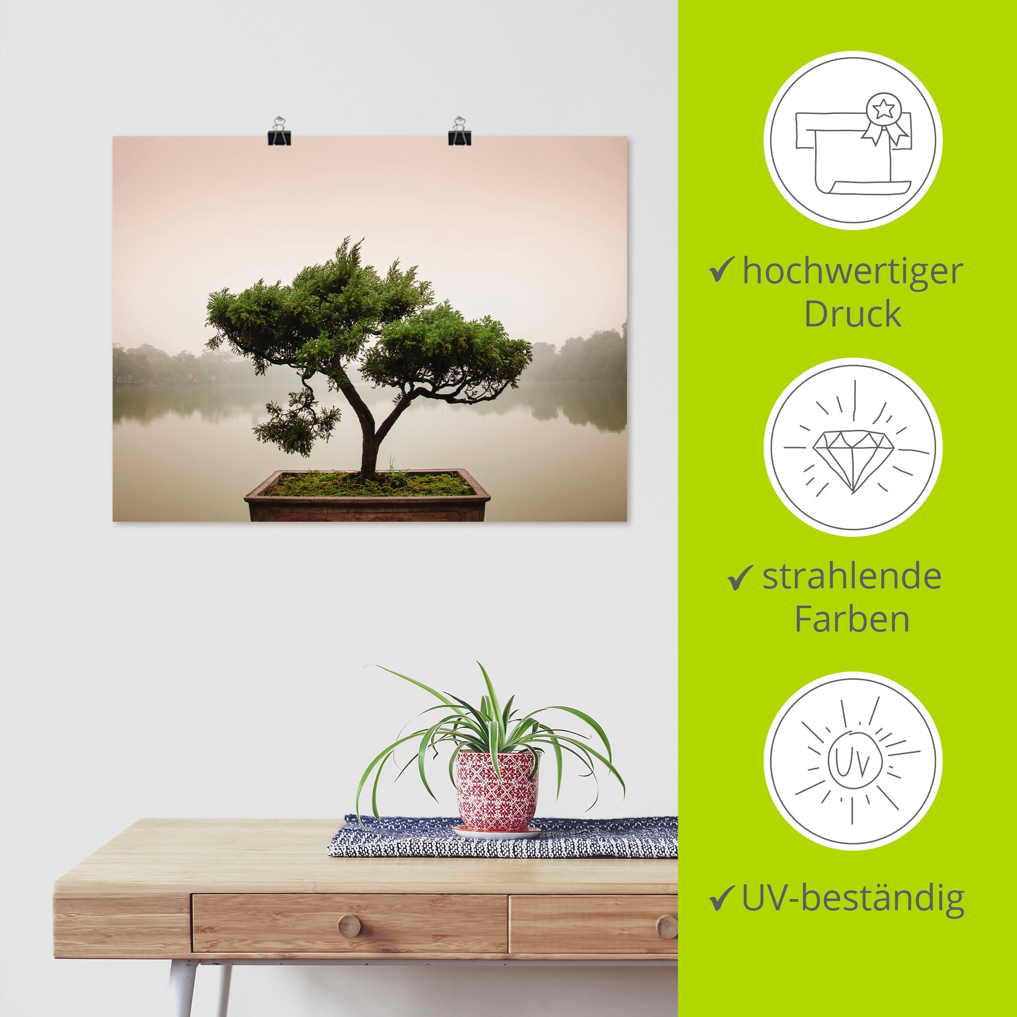 Artland Wandbild »Chinesischer Bonsaibaum«, Bäume, (1 St.), als Alubild, Outdoorbild, Leinwandbild, Poster, Wandaufkleber