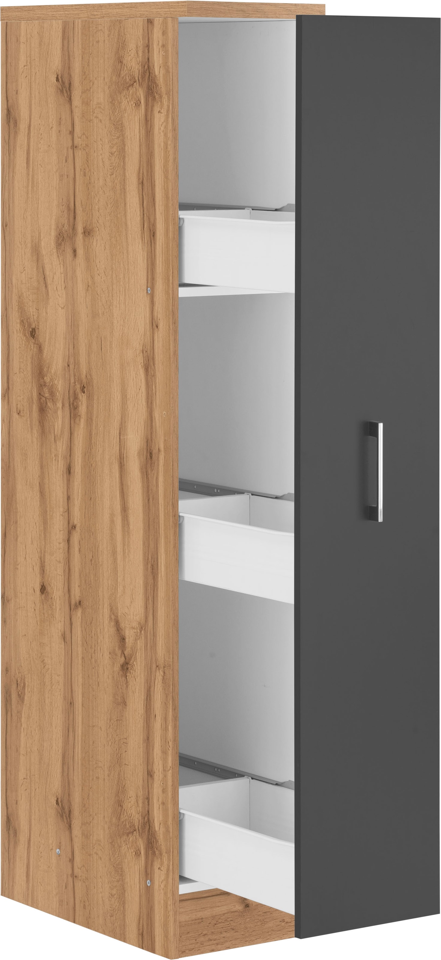 KOCHSTATION Apothekerschrank »KS-Colmar«, 30 cm breit, 165 cm hoch, mit 3 Ablagen, mit Metallgriff