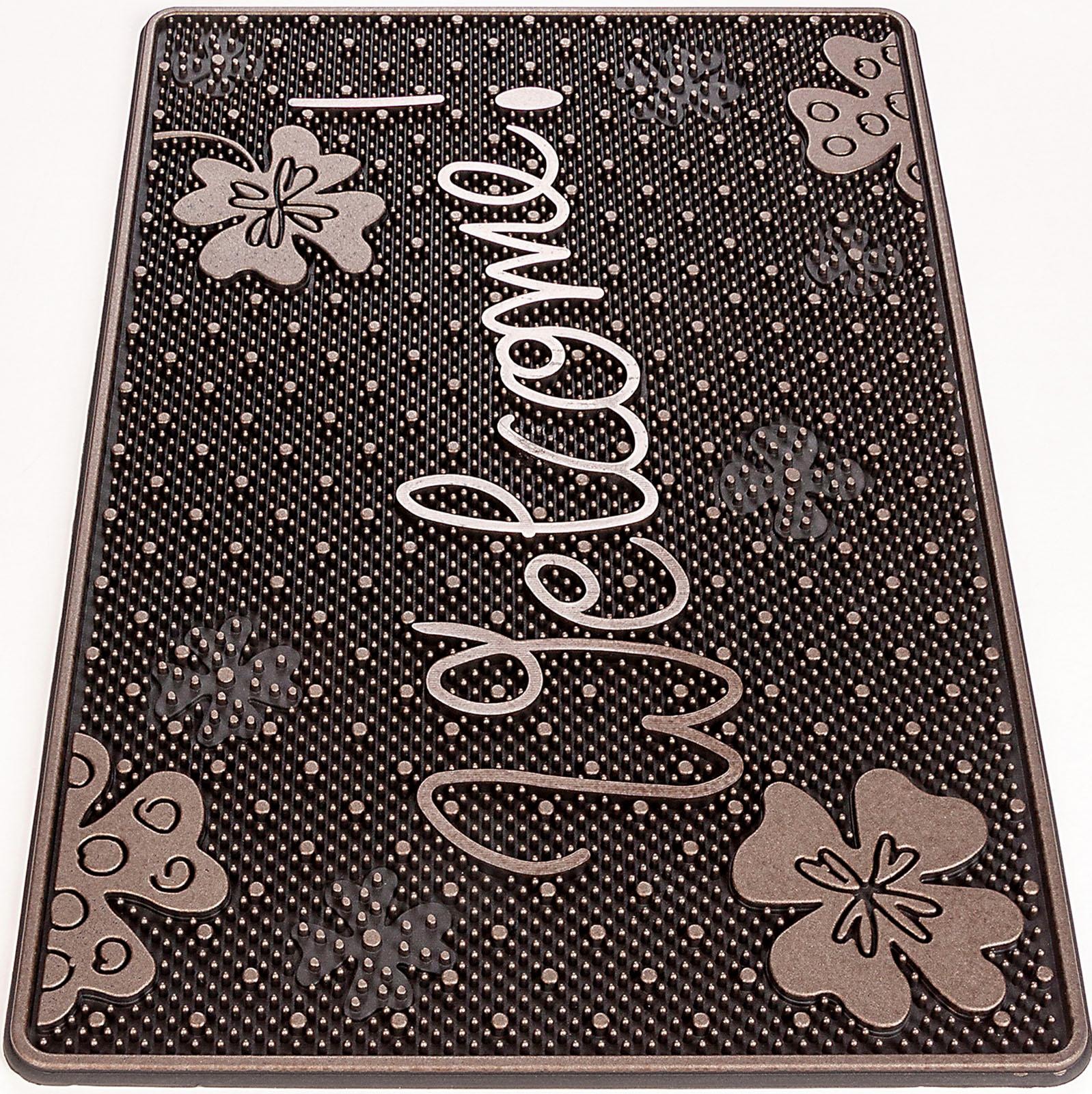 Home2Fashion Fußmatte »SC Clean Lucky, Welcome, LAGERRÄUMUNG!«, rechteckig, 8 mm Höhe, Schmutzfangmatte, mit Spruch, robust, In- und Outdoor geeignet