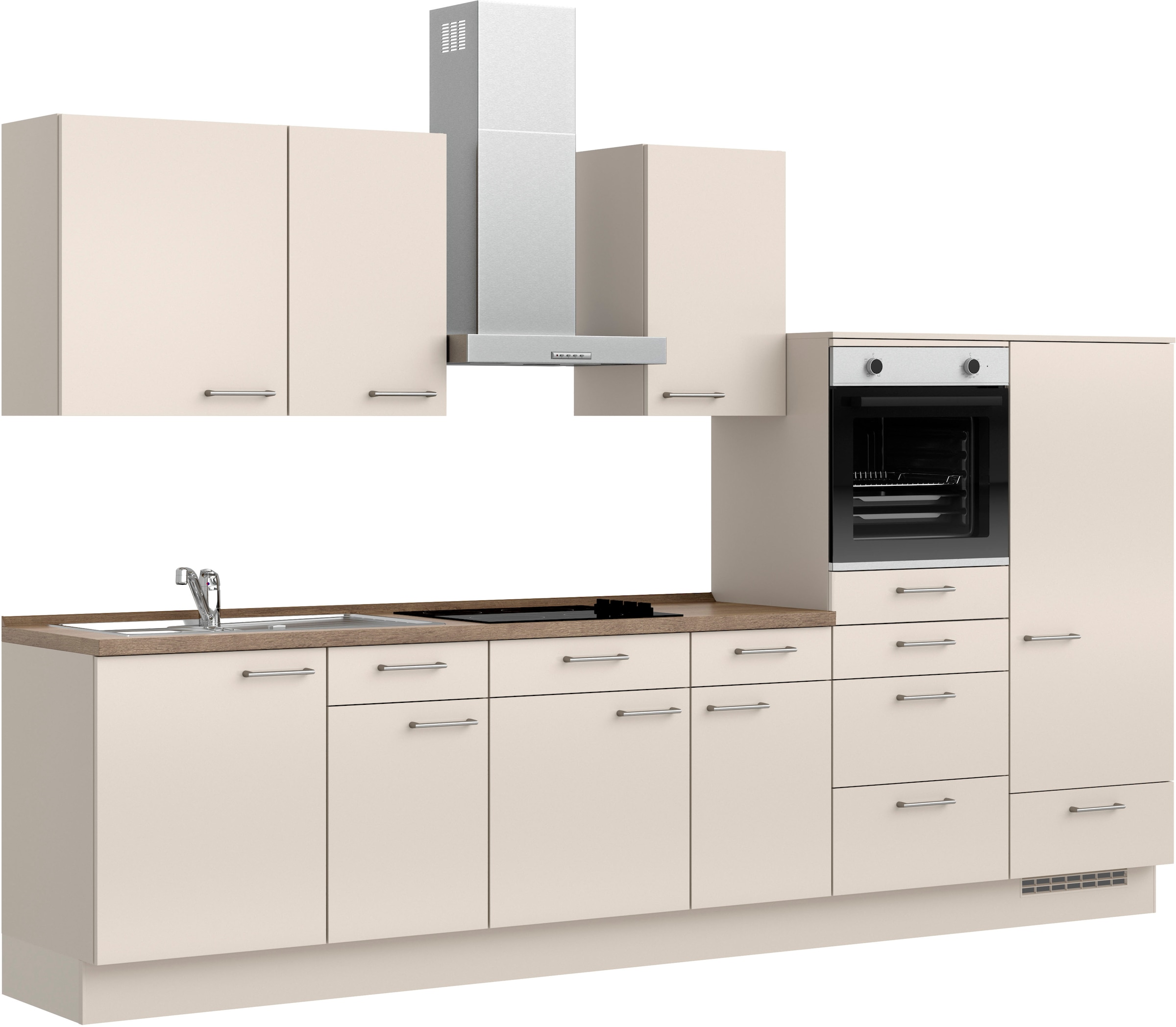 nobilia® Küchenzeile »"Laser I"«, vormontiert, Ausrichtung wählbar, Breite 330 cm, wahlw. mit E-Geräten