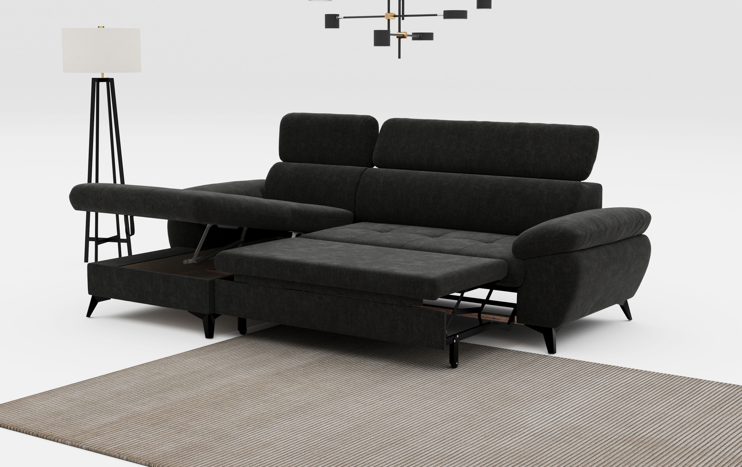COTTA Ecksofa »Hudson L-Form«, mit Kopfteilverstellung, wahlweise mit Bettfunktion & Bettkasten