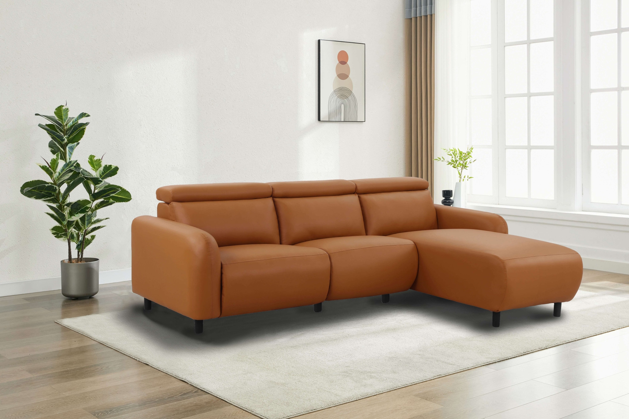 Home affaire Ecksofa »SKAANE Kunstleder, L-Form, 274 cm, manuelle u. elektrische Funktion,«, rundes Design, Kopfteilverstellung, Federkernpolsterung
