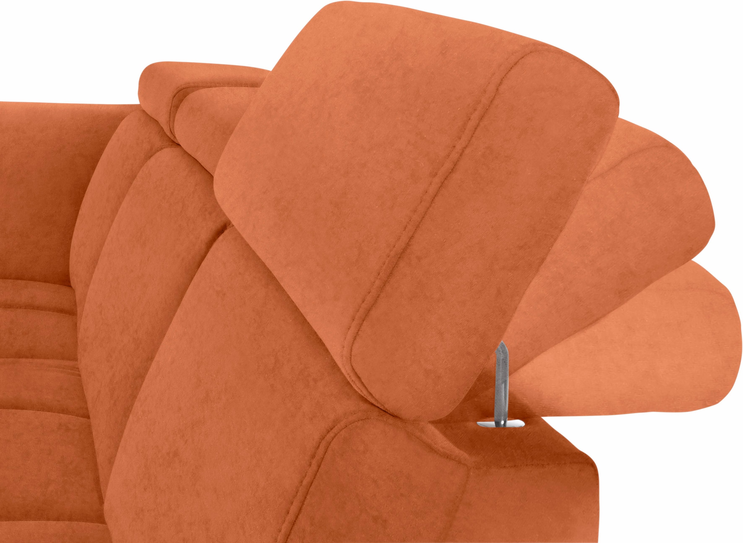 DOMO collection Ecksofa »Ava, moderne Sitzheftung mit toller Doppelnaht, komfortabel, L-Form«, mit Ottomane, inkl. Federkern, wahlweise mit Kopfteilverstellungen
