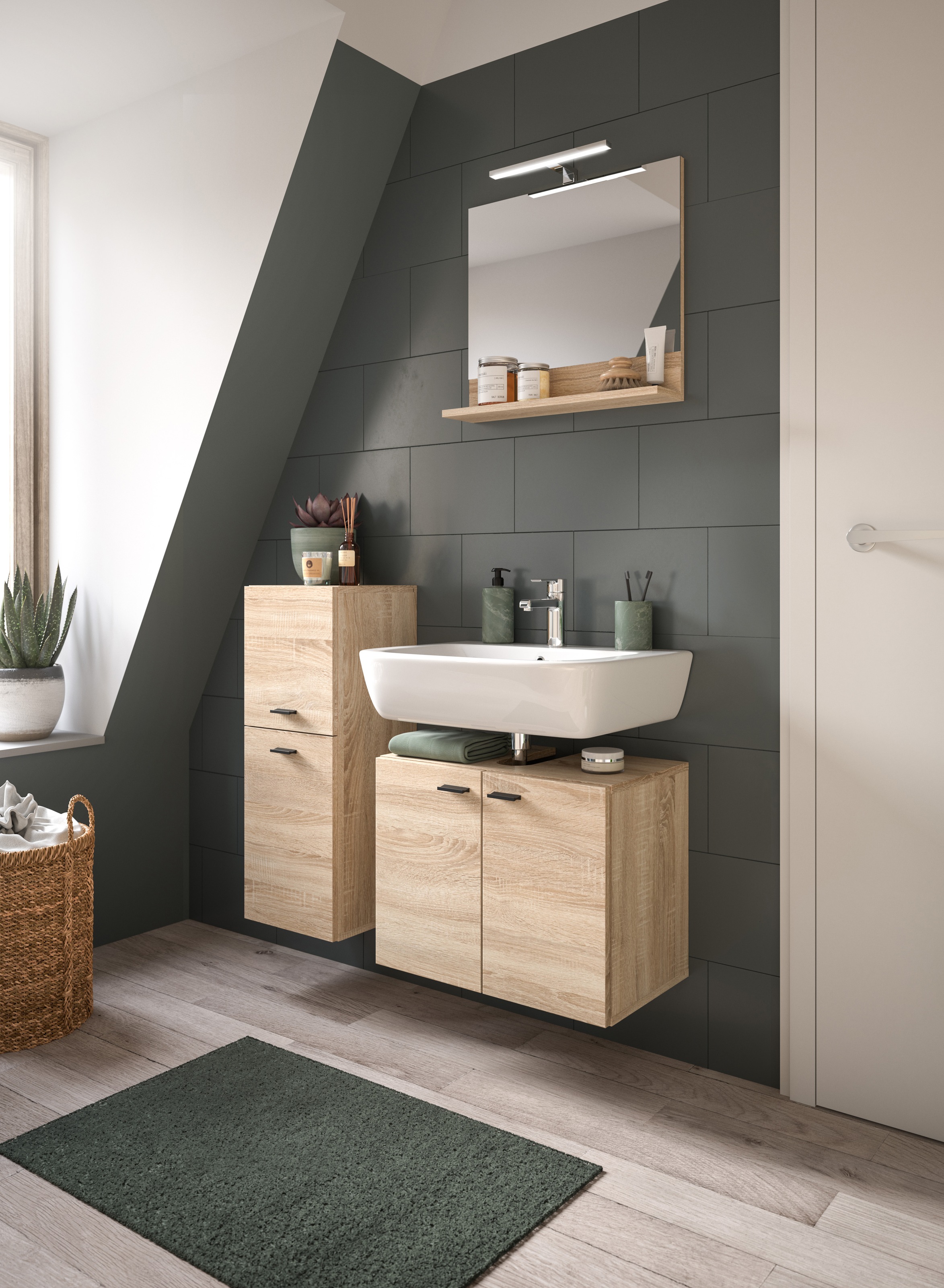 welltime Badmöbel-Set »Tampa, Breite 102cm, 3-teilig«, (3 St.), Waschbecken günstig online kaufen