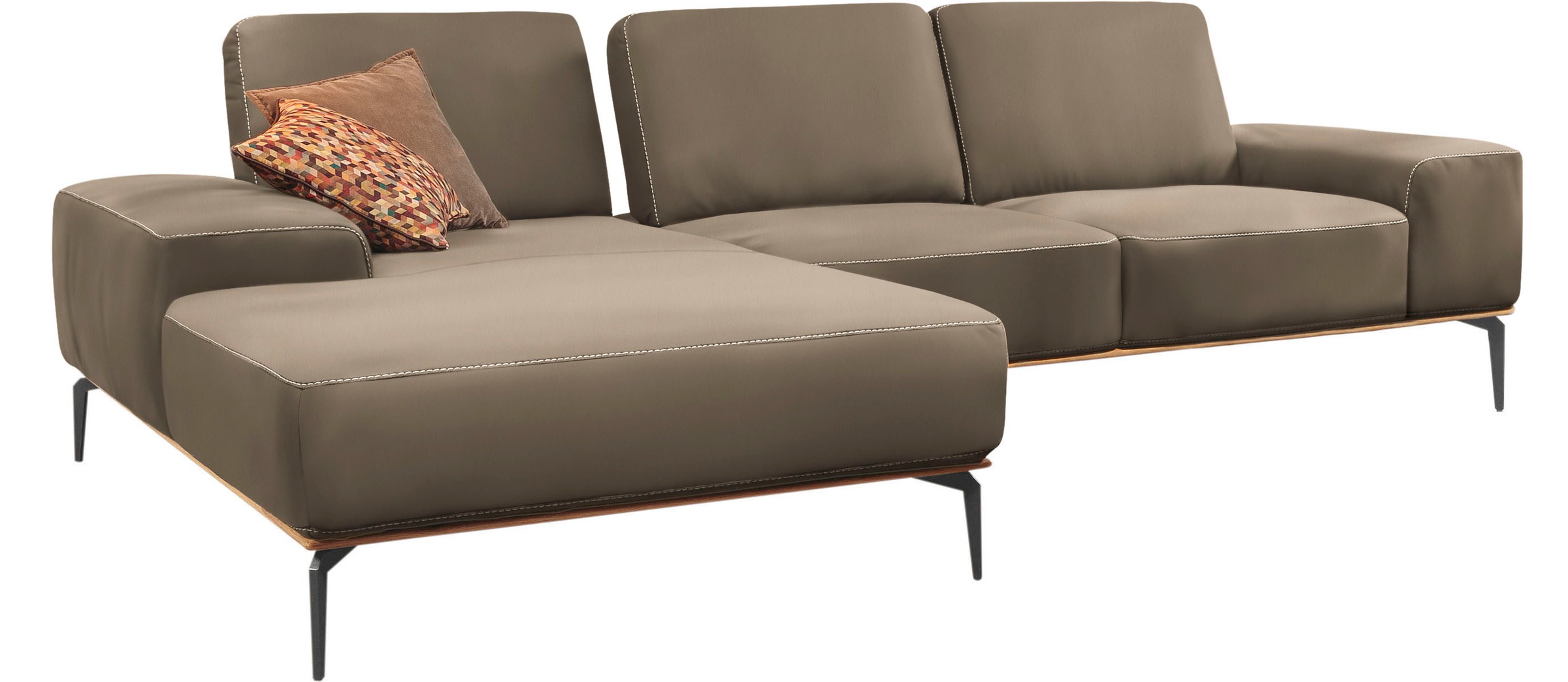 W.SCHILLIG Ecksofa »run, Designsofa mit tollem Sitzkomfort, bequem, L-Form«, mit Holzsockel, Füße in Schwarz pulverbeschichtet, Breite 299 cm