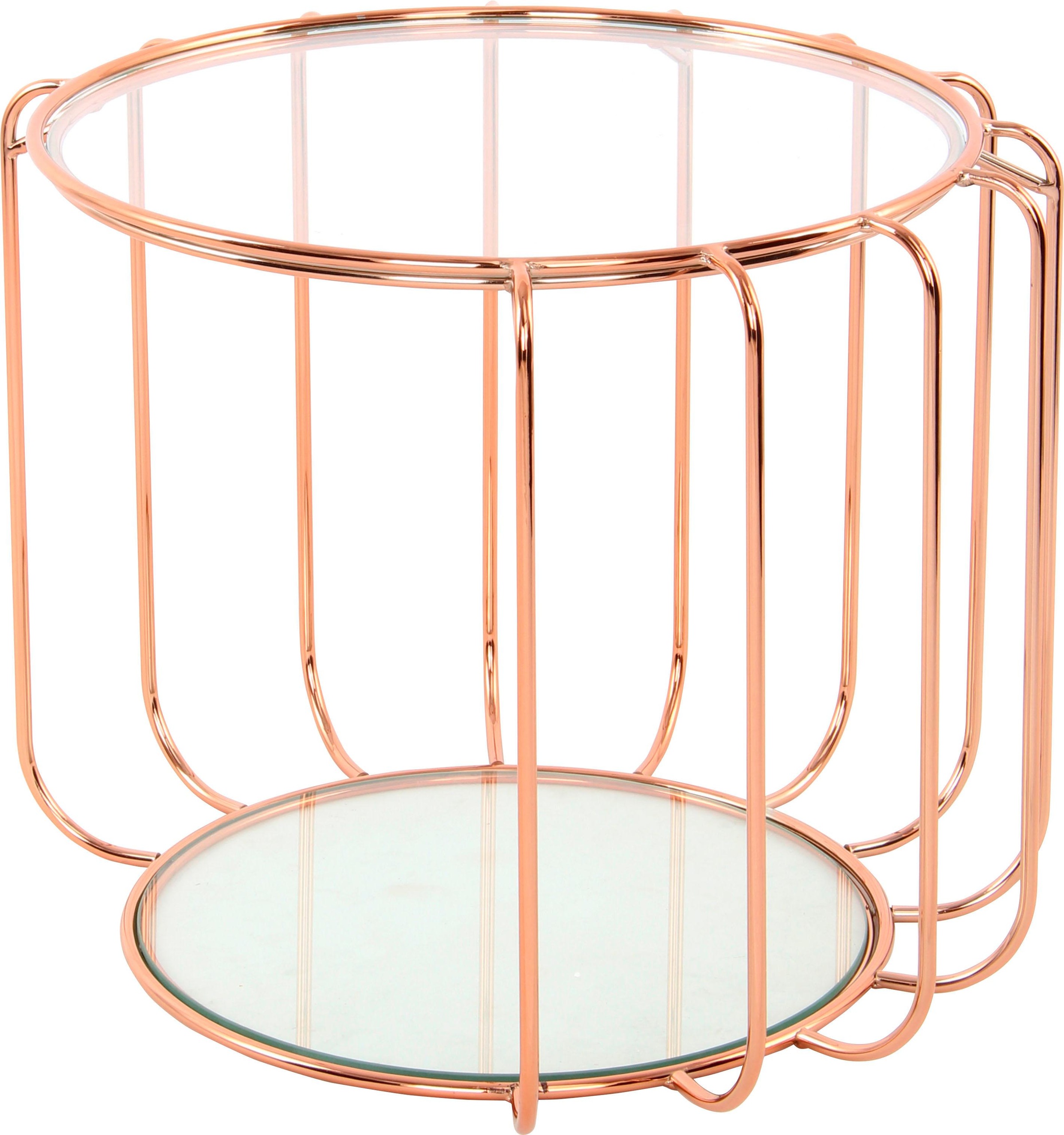 Kayoom Beistelltisch »Shirley 110, Glamour-Beistelltisch, runde offene Form«, (1 St.), Hingucker mit hochmodernem Gestell, rund mit zwei Ablageflächen