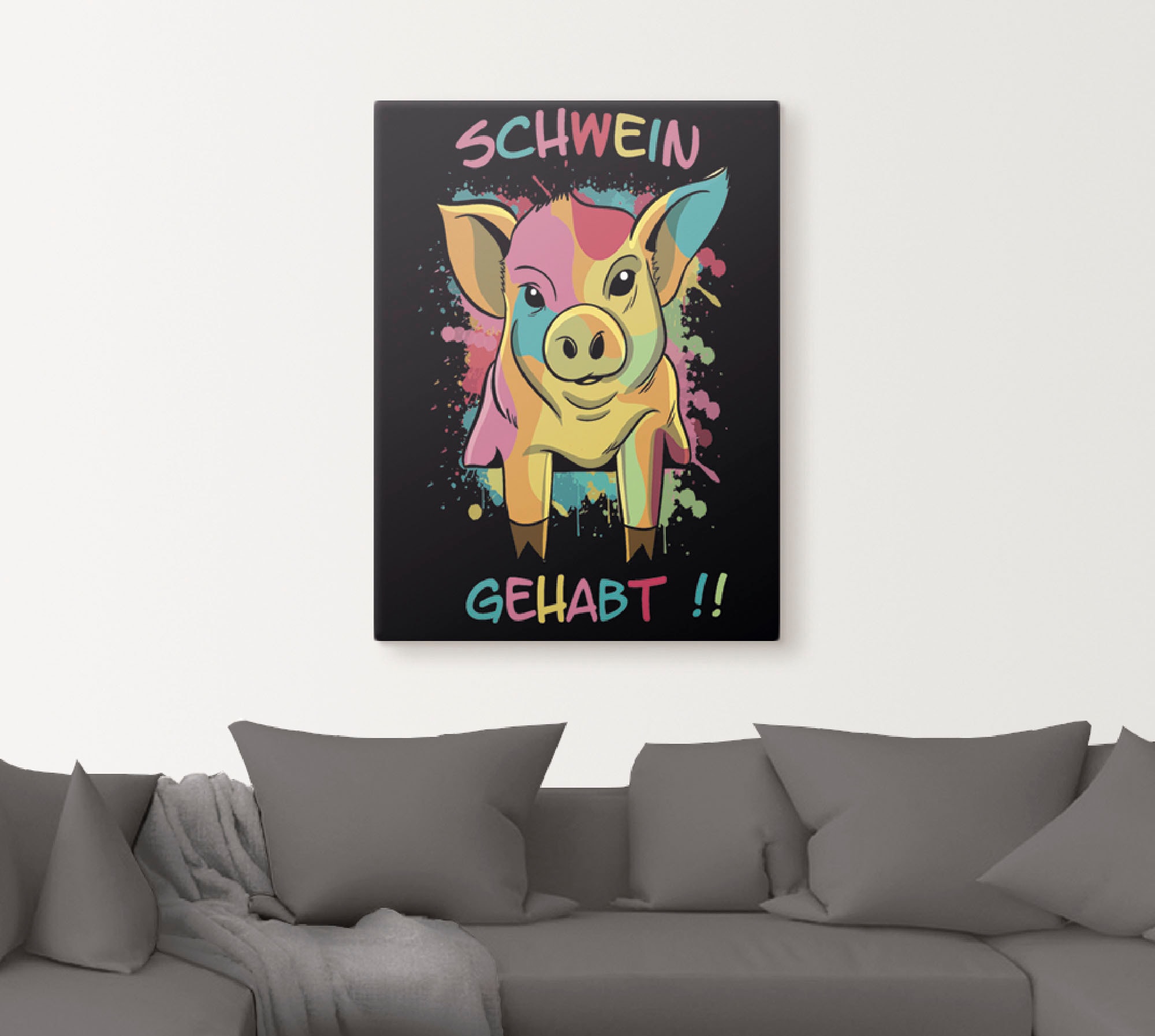 Artland Leinwandbild »Schwein Gehabt«, Humor, (1 St.), auf Keilrahmen gespa günstig online kaufen