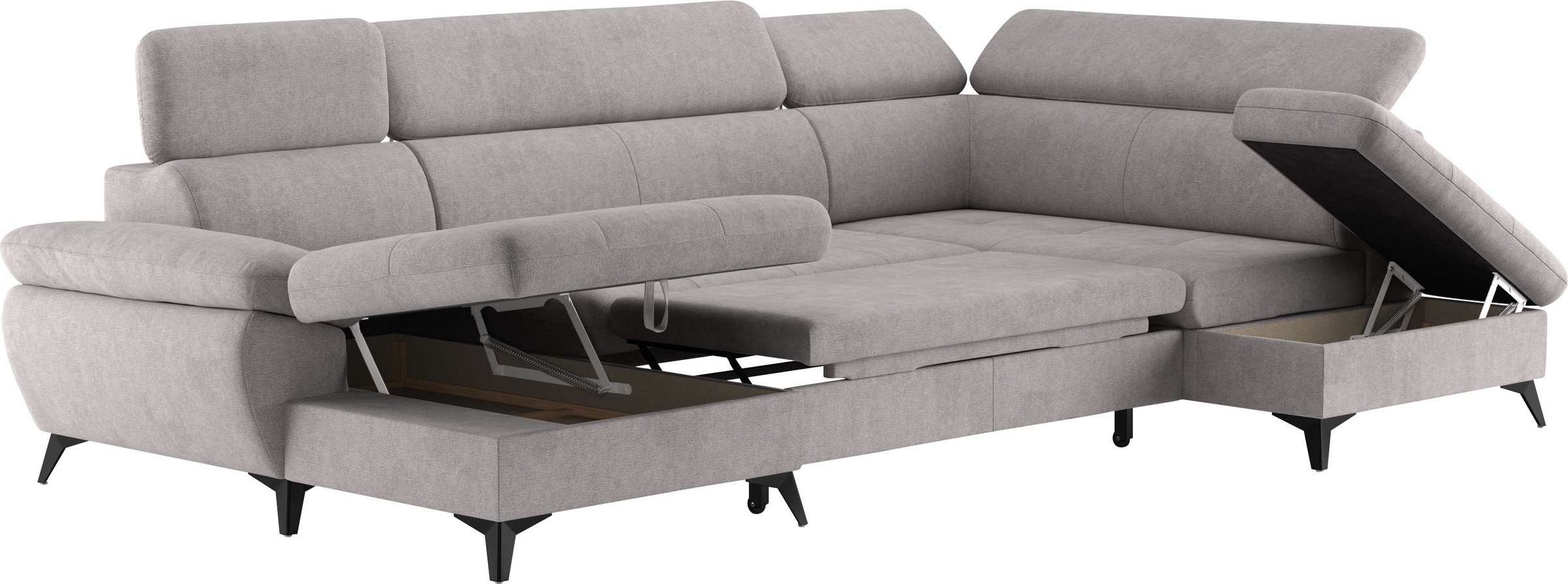COTTA Wohnlandschaft »Hudson U-Form«, mit Kopfteilverstellung, wahlweise mit Bettfunktion & Bettkasten