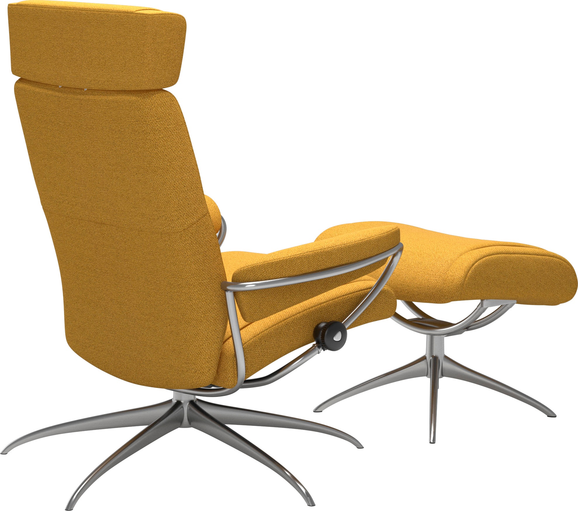 Stressless® Relaxsessel »Paris«, (Set, Relaxsessel mit Hocker), mit Hocker, Low Back mit Kopfstütze, mit Star Base, Gestell Chrom