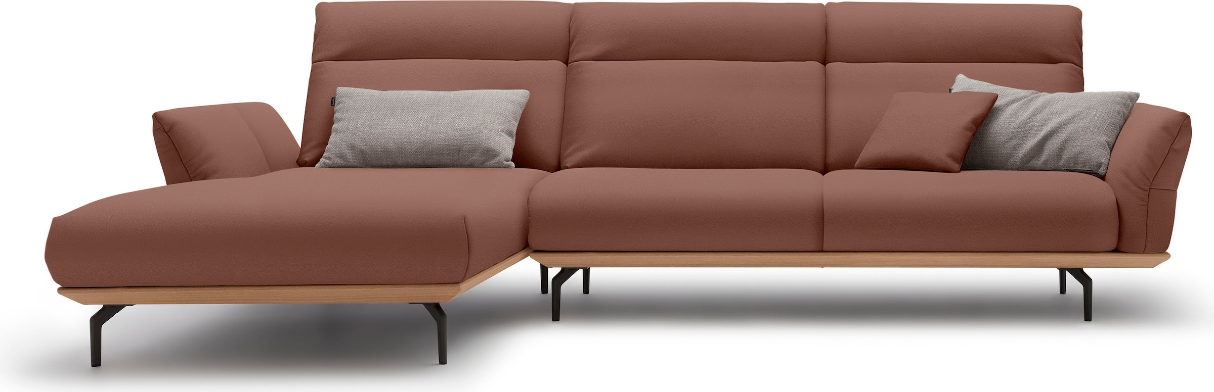 Creation BY ROLF BENZ Ecksofa »CR.460« Sockel in Eiche, Winkelfüße in Umbra günstig online kaufen