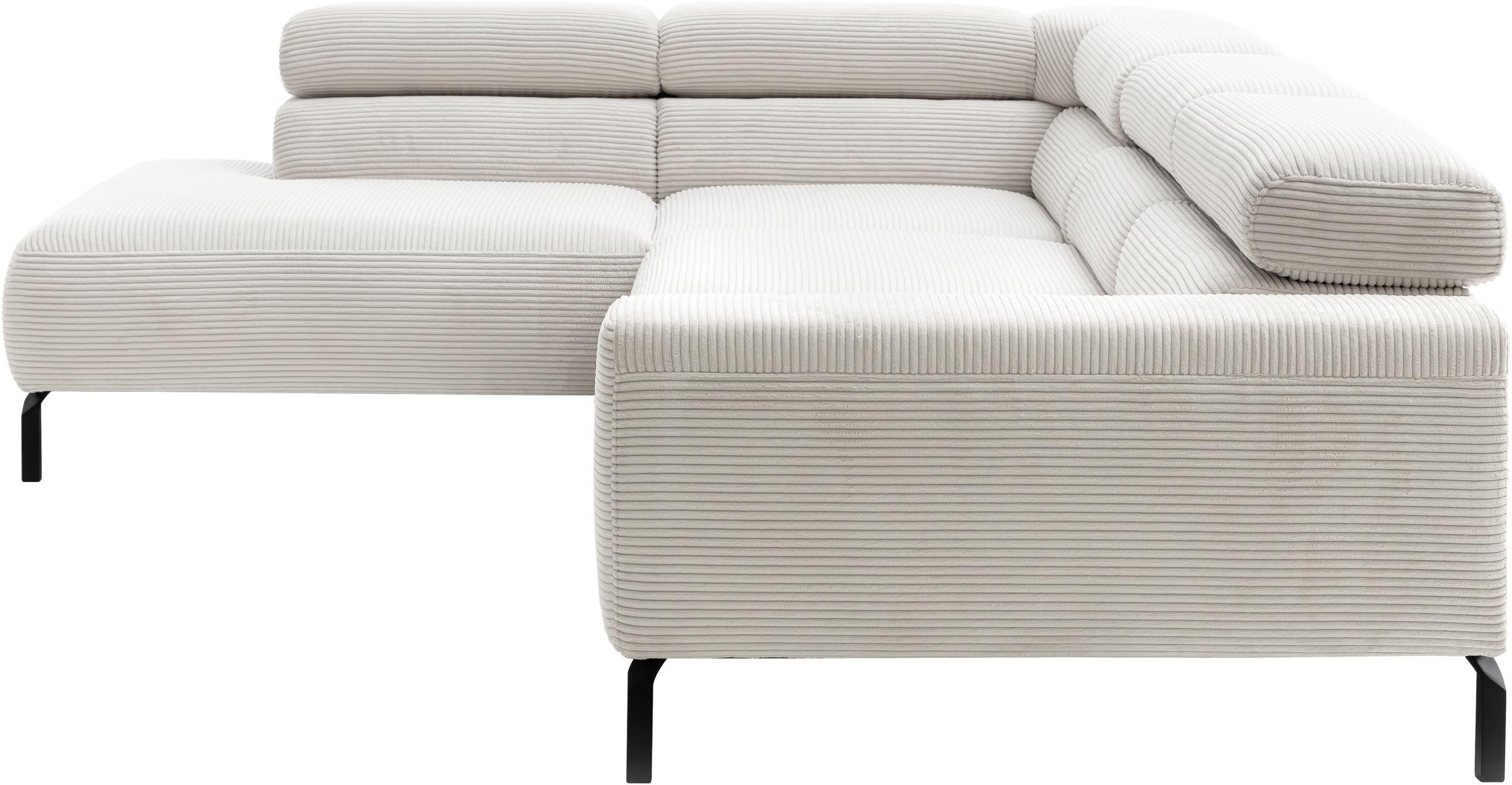 Places of Style Ecksofa »Antonelli, L-Form, inkl. Kopfteilverstellung, Breite 276 cm«, ohne Sitztiefenverstellung, in Cord, weiß