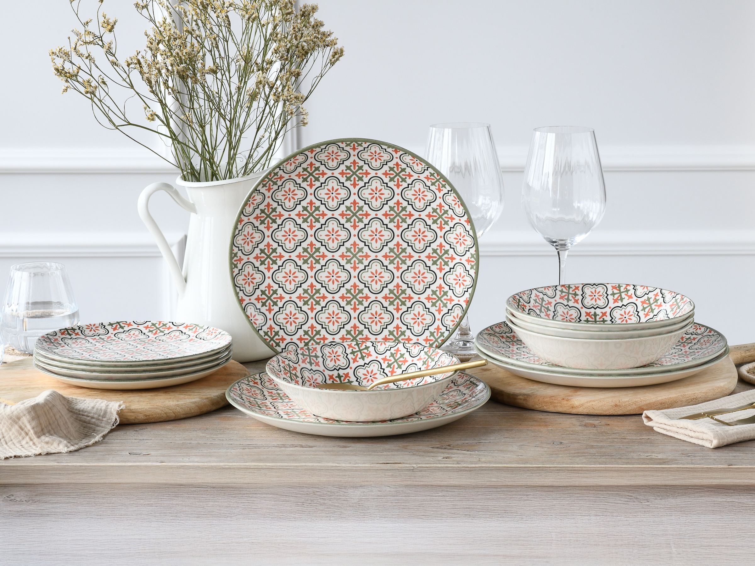 CreaTable Teller-Set »Rumi«, (Set, 12 tlg.), orientalische2 Fliesenmotiv