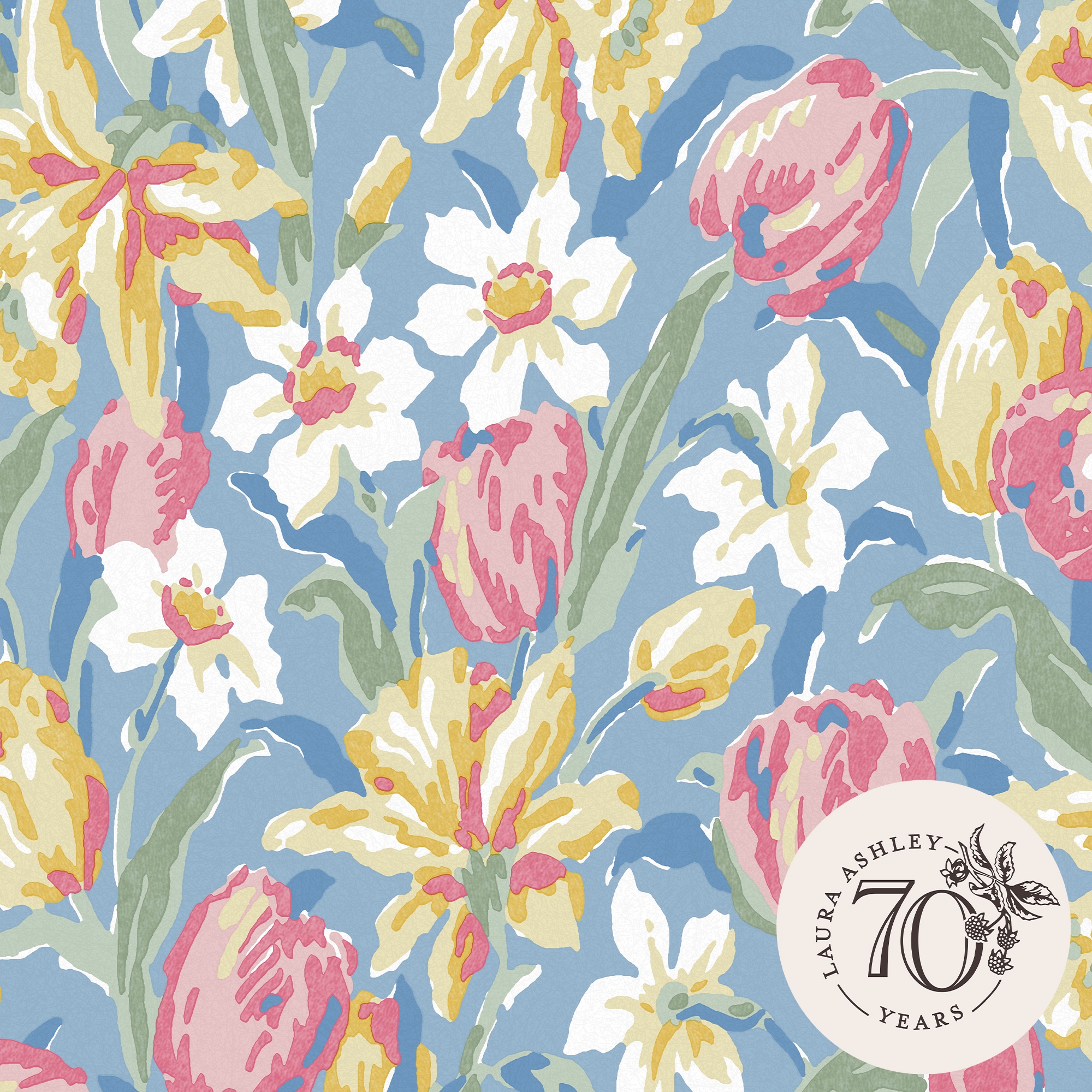 LAURA ASHLEY Vliestapete »Tulips China Blue« floral texturiert 10mx52cm